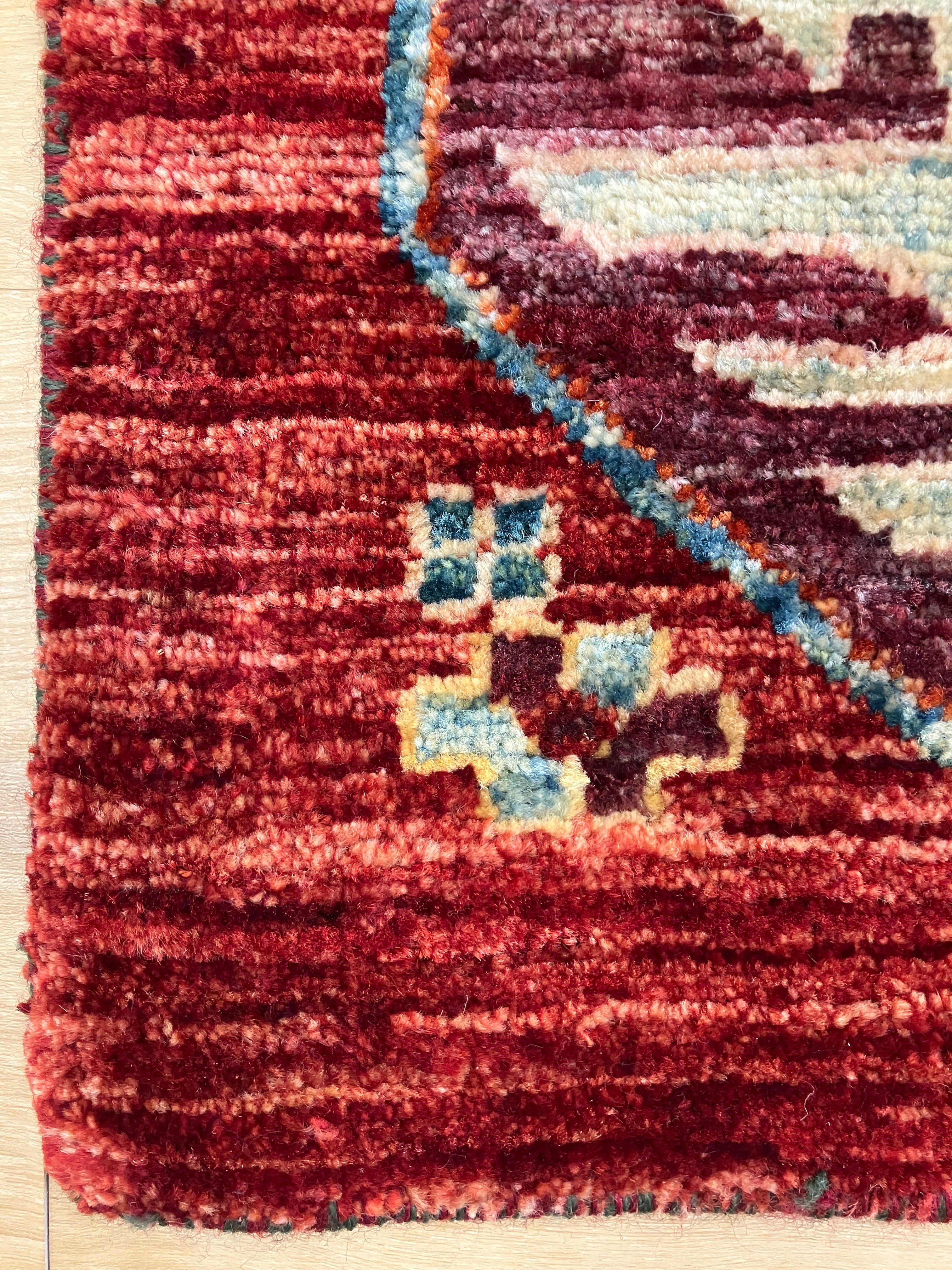 Aryana - 3' 10" x 5' 11" - Red Multicolor - Hand Knotted Aryana Area Rug - Traditional Classic Rug