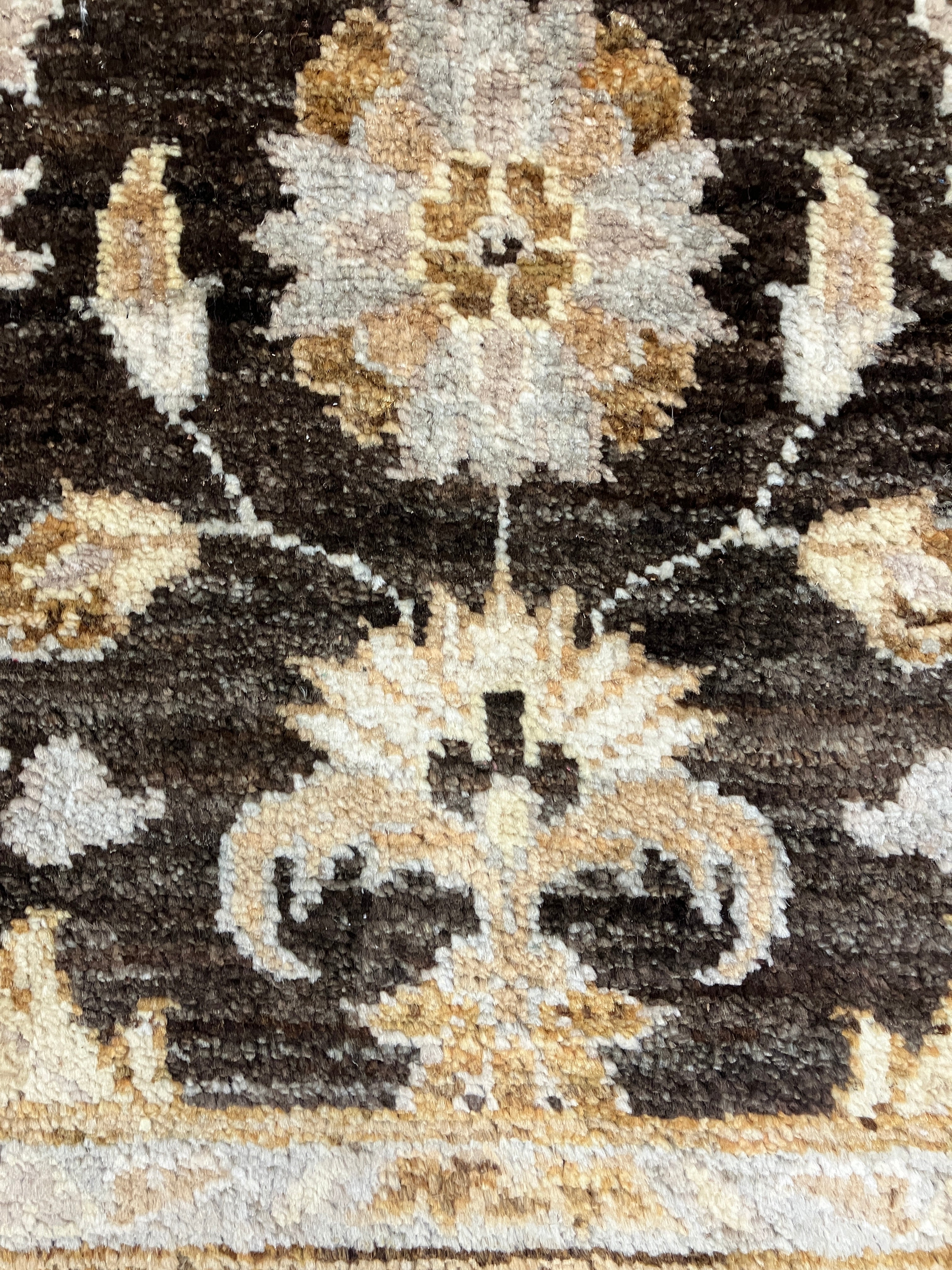 Fine Peshawar - 4' 02" x 6' 01" - Brown Ivory Red Grey - Hand Knotted Fine Peshawar Rug - Traditional Classic Rug