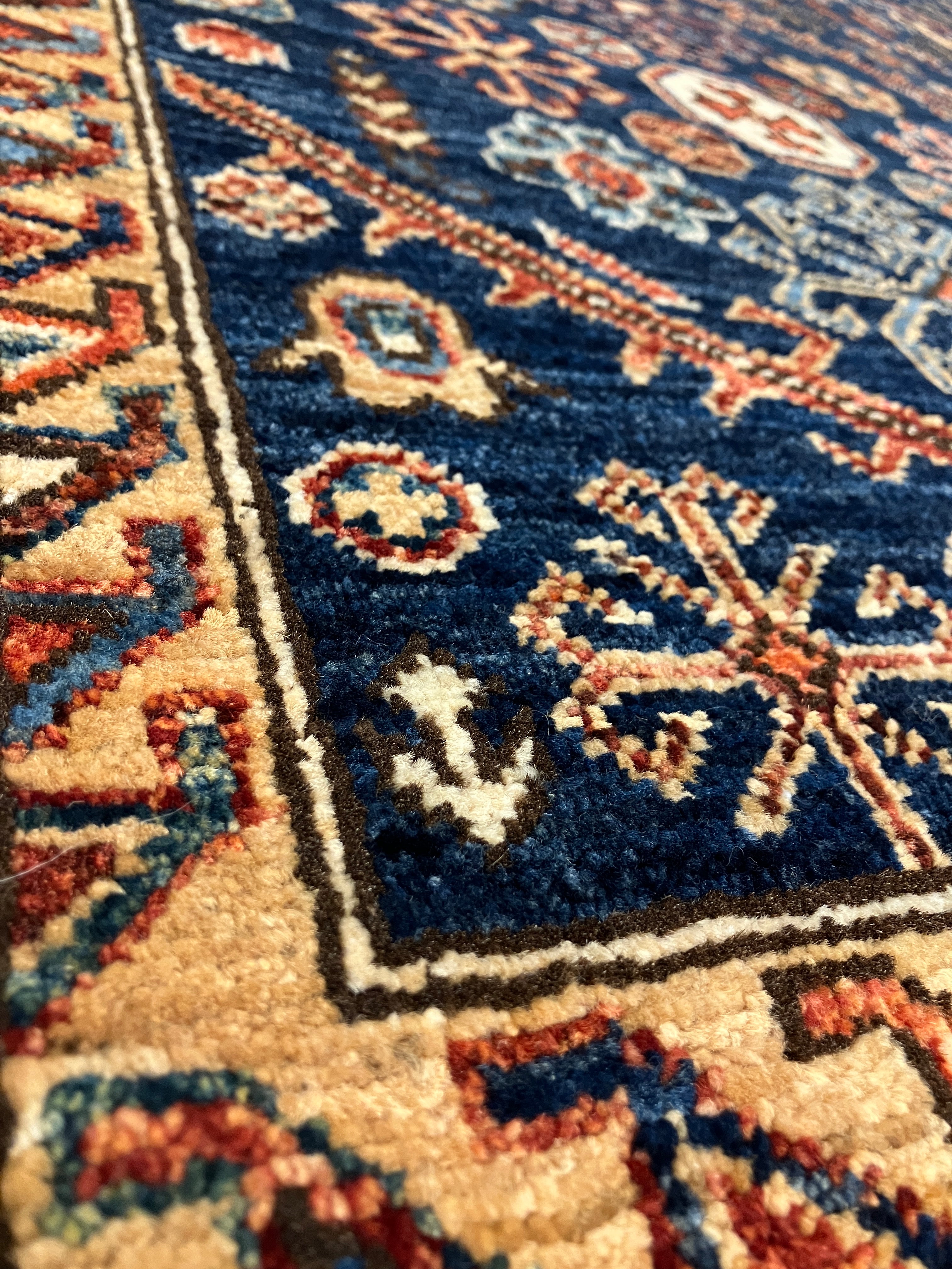 Aryana - 4' 02" x 6' 00" - Navy Blue & Rust  - Hand Knotted Aryana Rug - Traditional Classic Rug