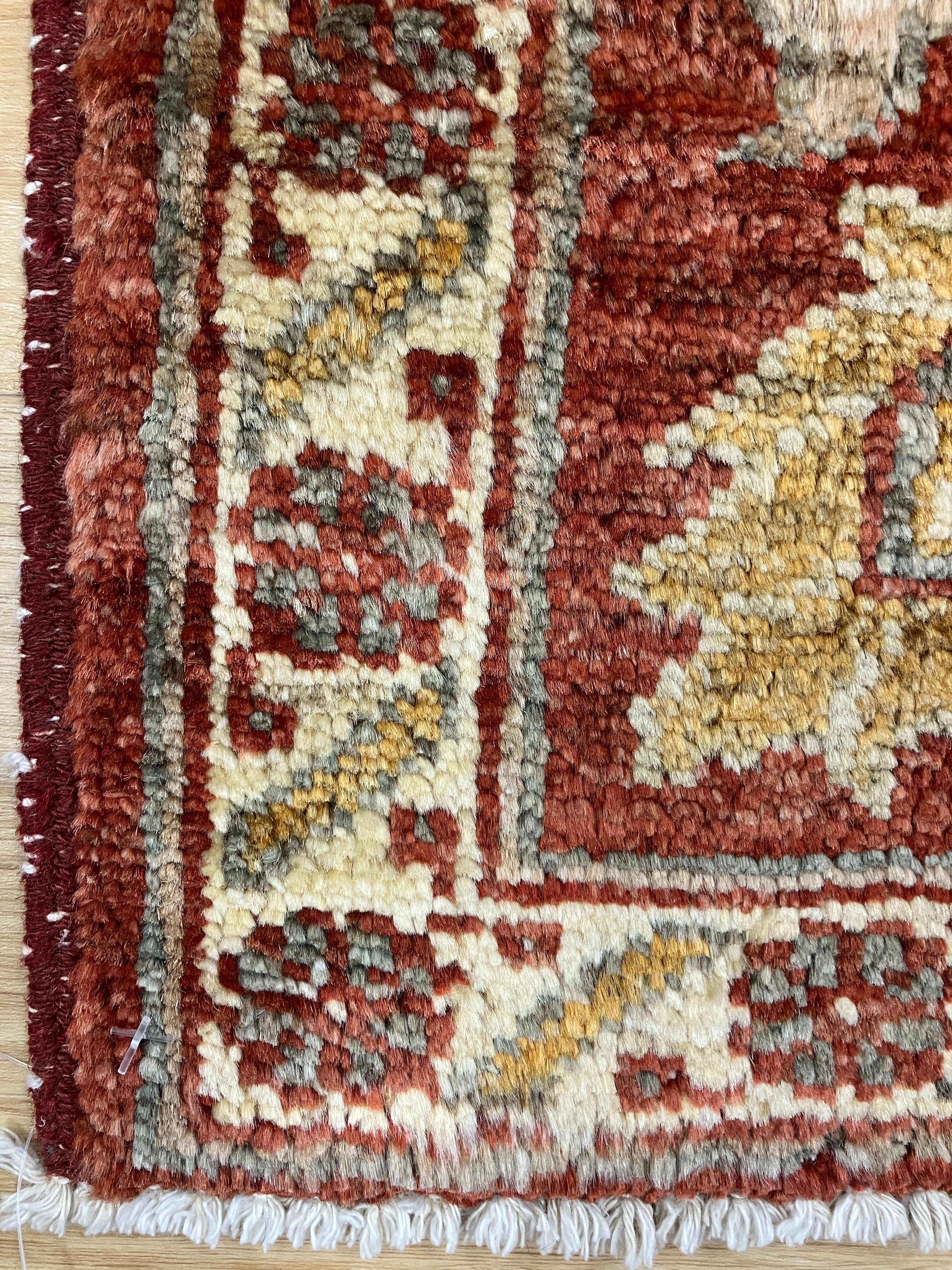 Aryana - 4' 01" x 5' 03" - Blue & Rust - Hand Knotted Floral Aryana Traditional Classic Rug