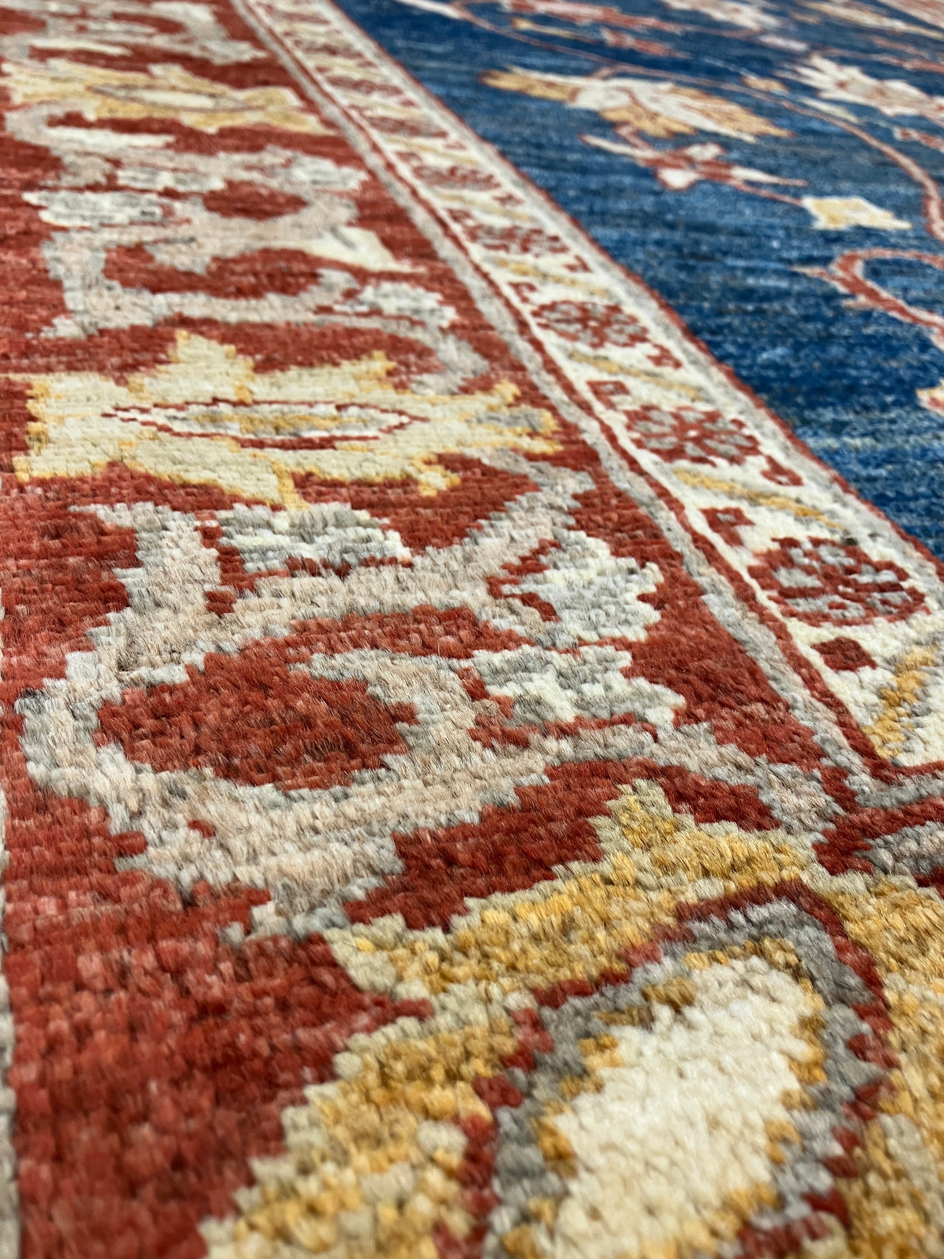 Aryana - 4' 01" x 5' 03" - Blue & Rust - Hand Knotted Floral Aryana Traditional Classic Rug