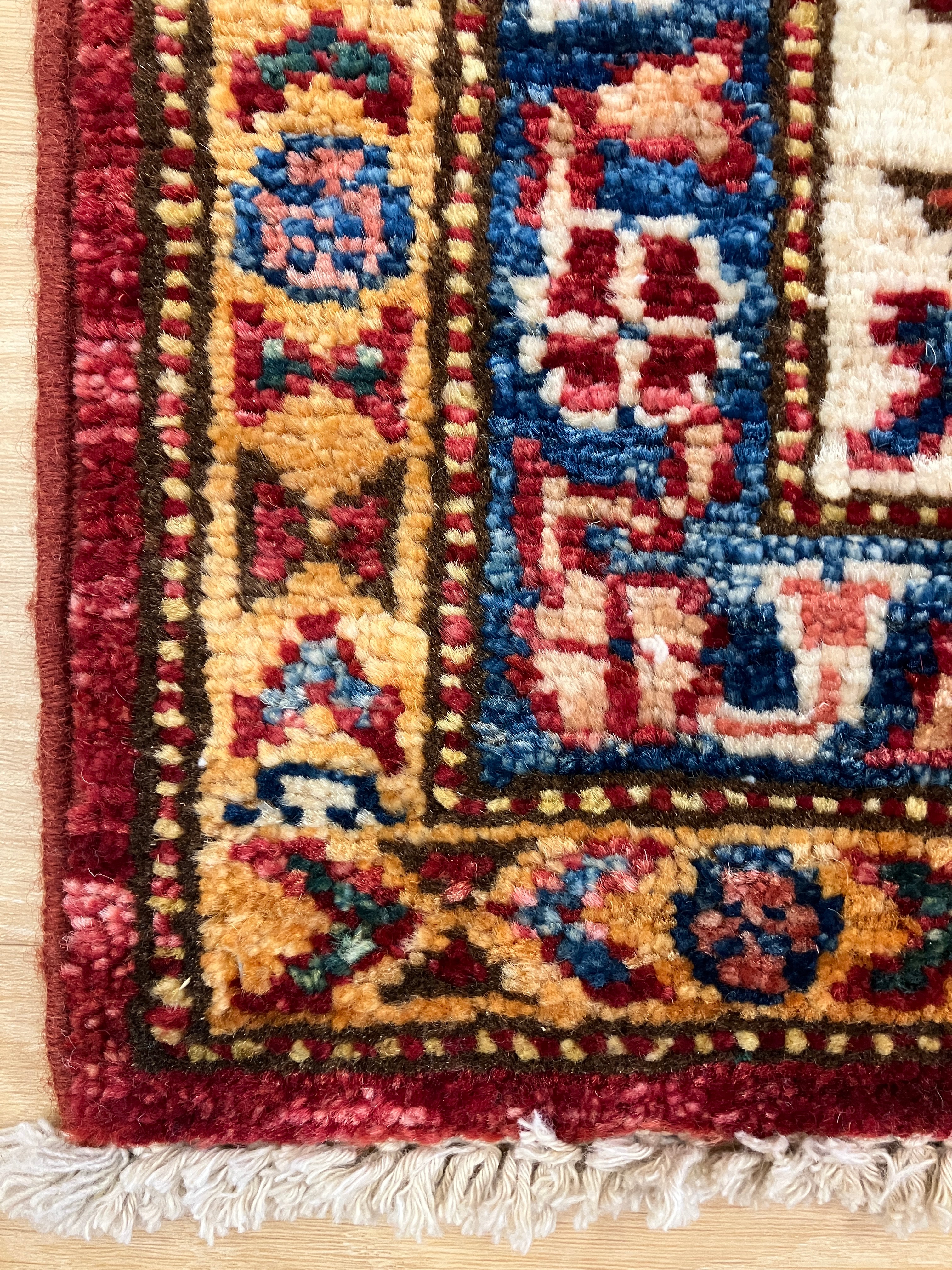 Super Kazak - 4' 00" x 5' 10" - Red Multicolor - Hand Knotted Wool Traditional Classic Super Kazak Rug
