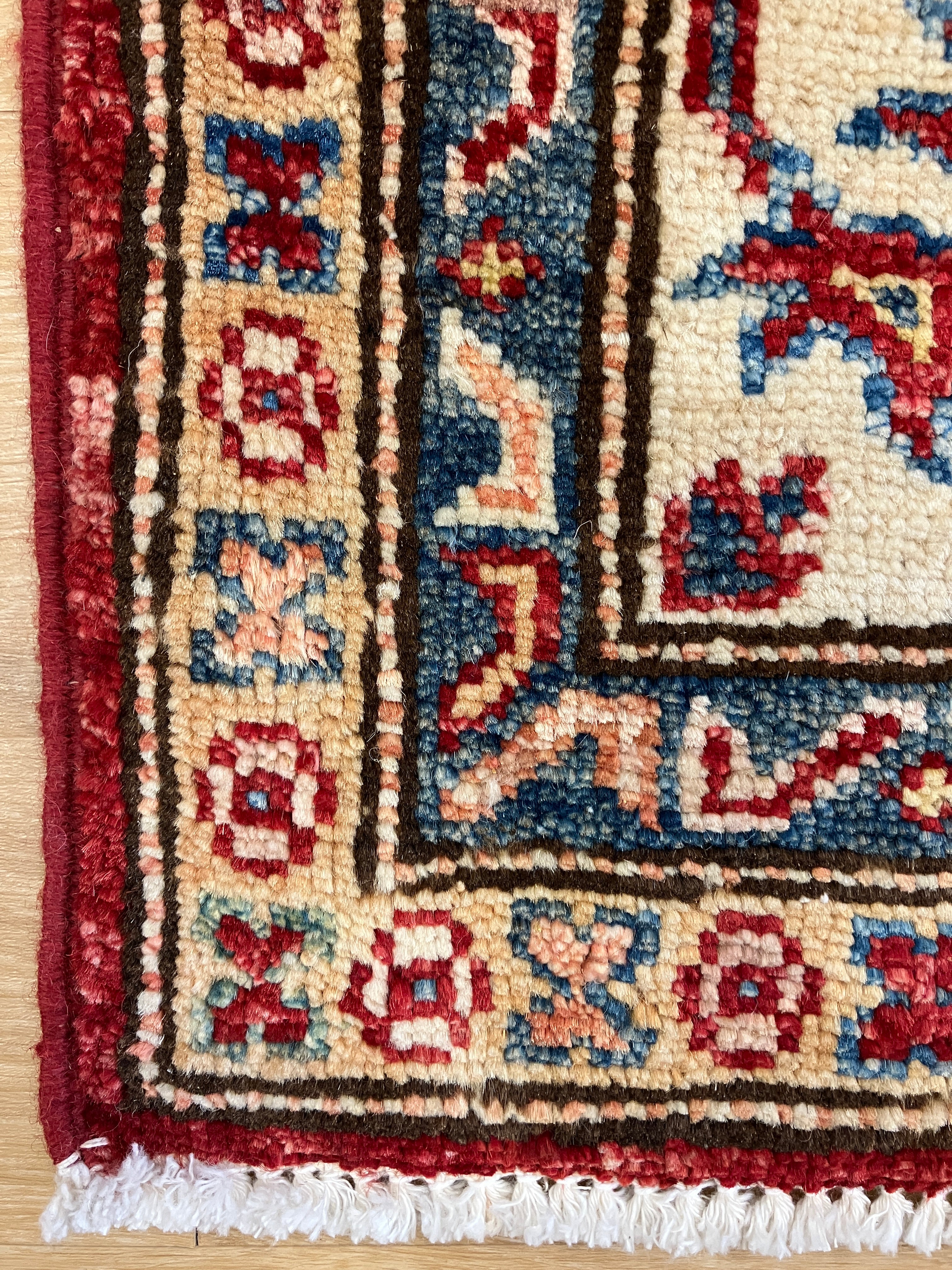 Super Kazak - 4' 03" x 6' 01" - Red Multicolor - Hand Knotted Wool Traditional Classic Super Kazak Rug