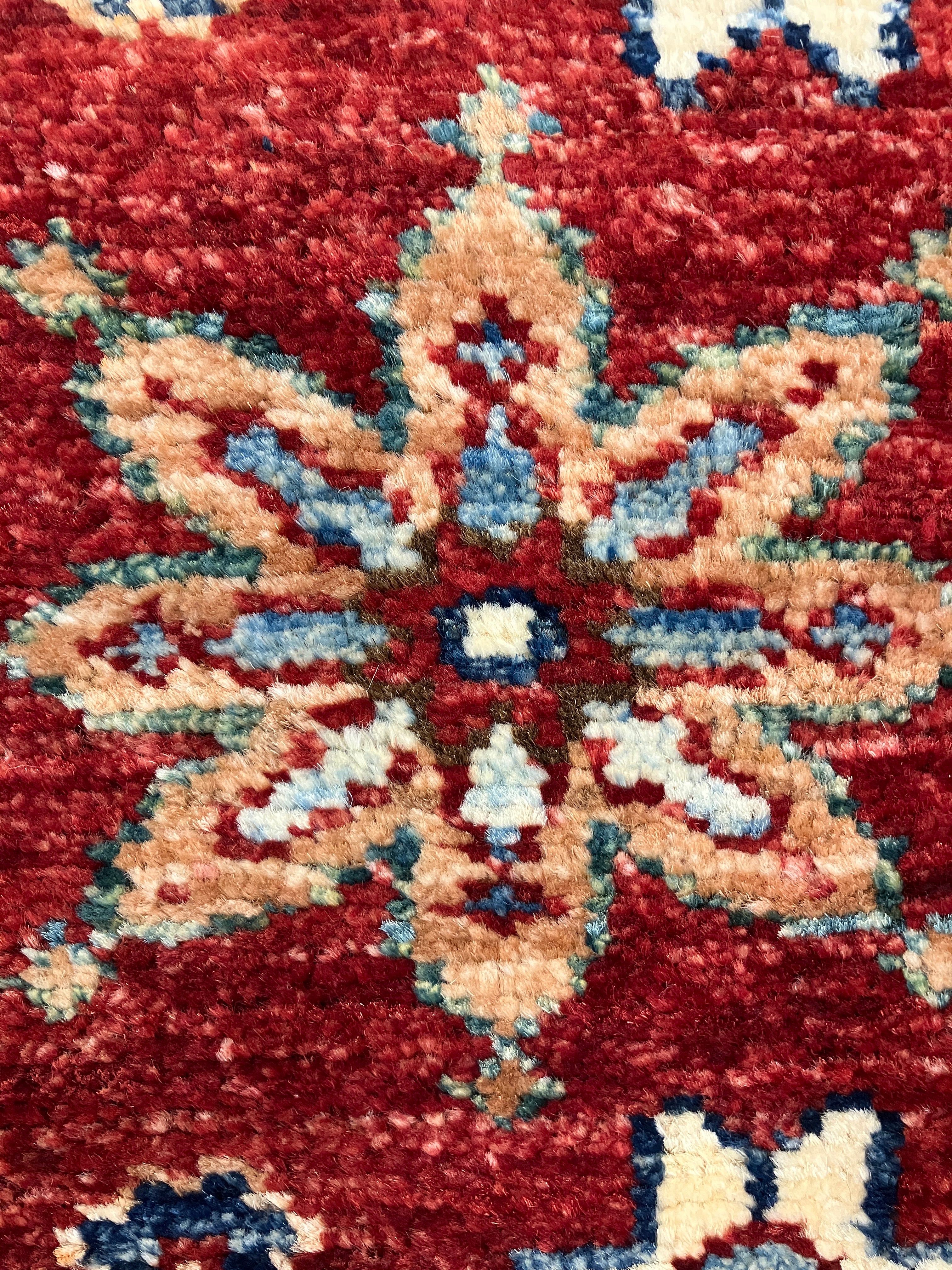Super Kazak - 4' 00" x 6' 01" - Red Multicolor - Hand Knotted Wool Traditional Classic Super Kazak Rug