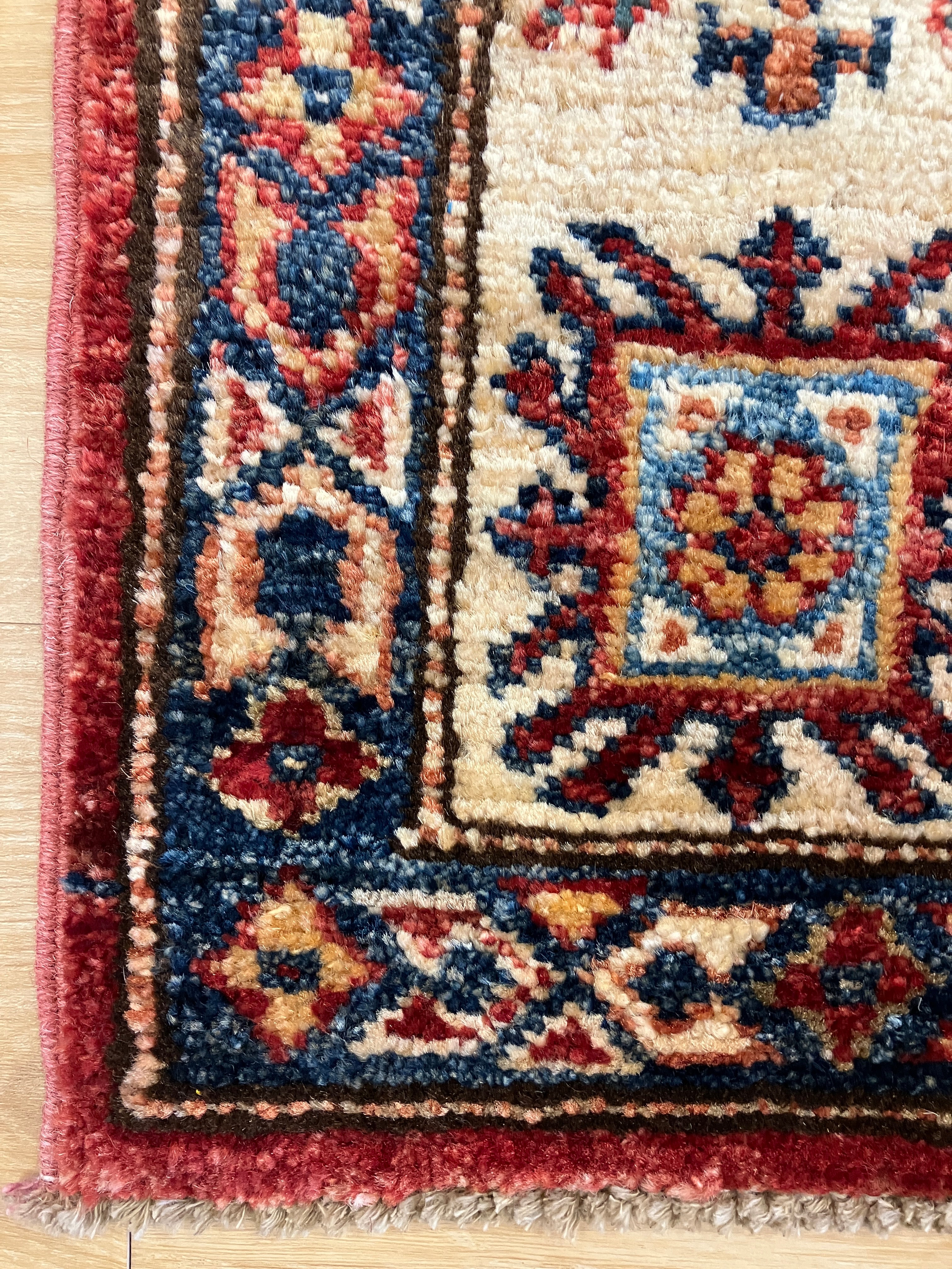 Super Kazak - 4' 00" x 6' 03" - Red Multicolor - Hand Knotted Wool Traditional Classic Super Kazak Rug