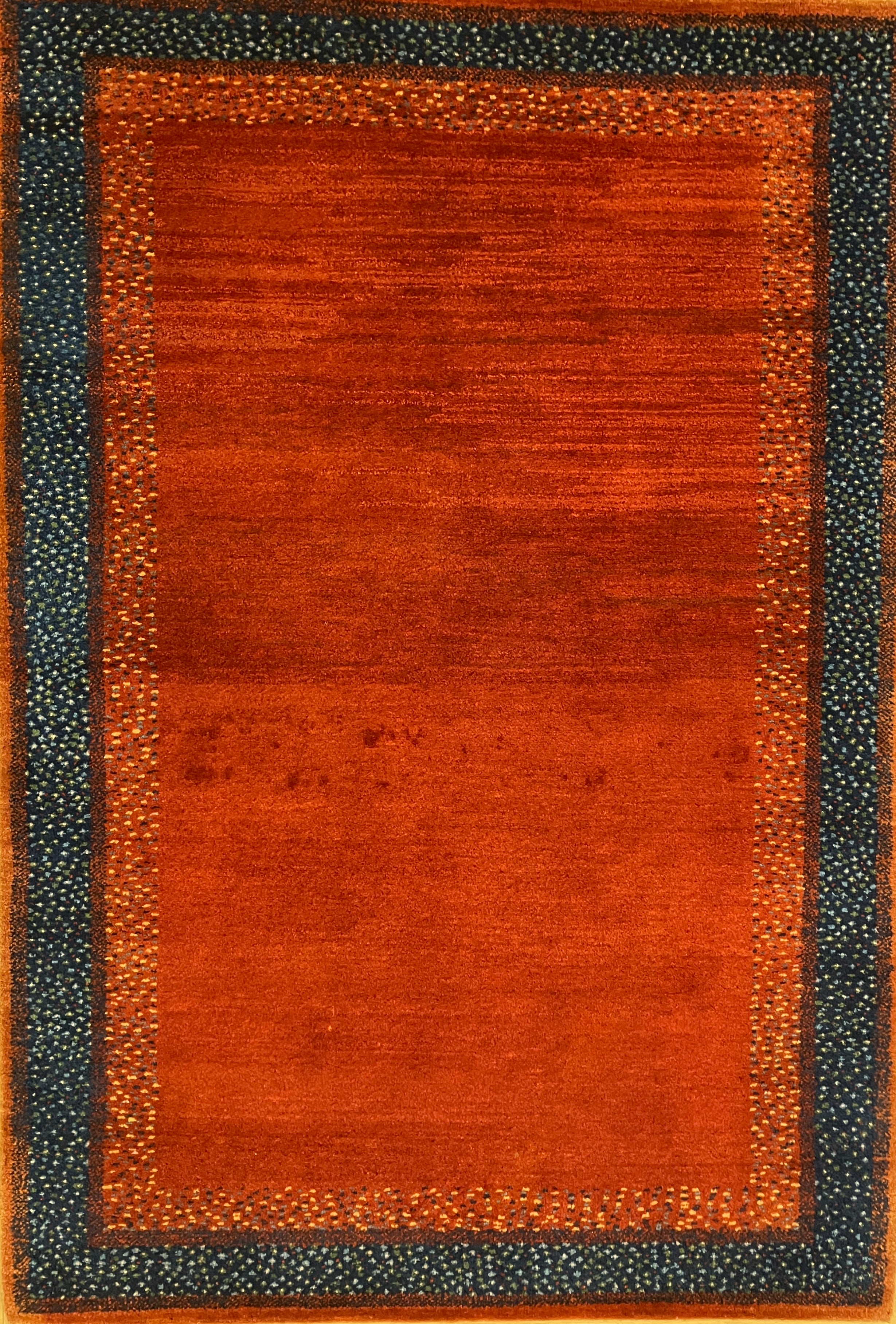 Persian Gabbeh - 4' 00" x 5' 11" - Red & Blue Multicolor - Hand Knotted Tribal Wool Rug