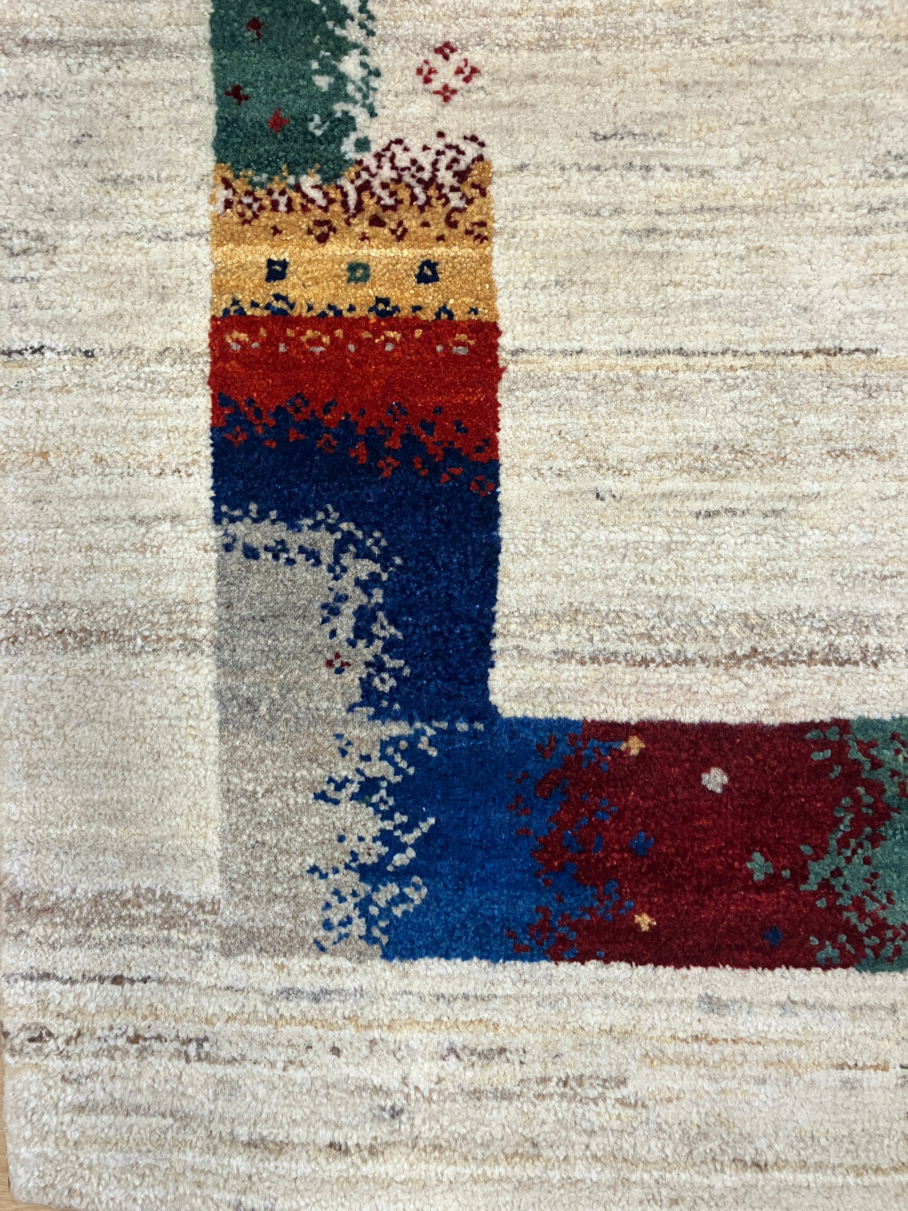 Persian Lori Gabbeh - 4' x 6' - Ivory Beige Multicolor - Hand Knotted Tribal Style Wool Rug