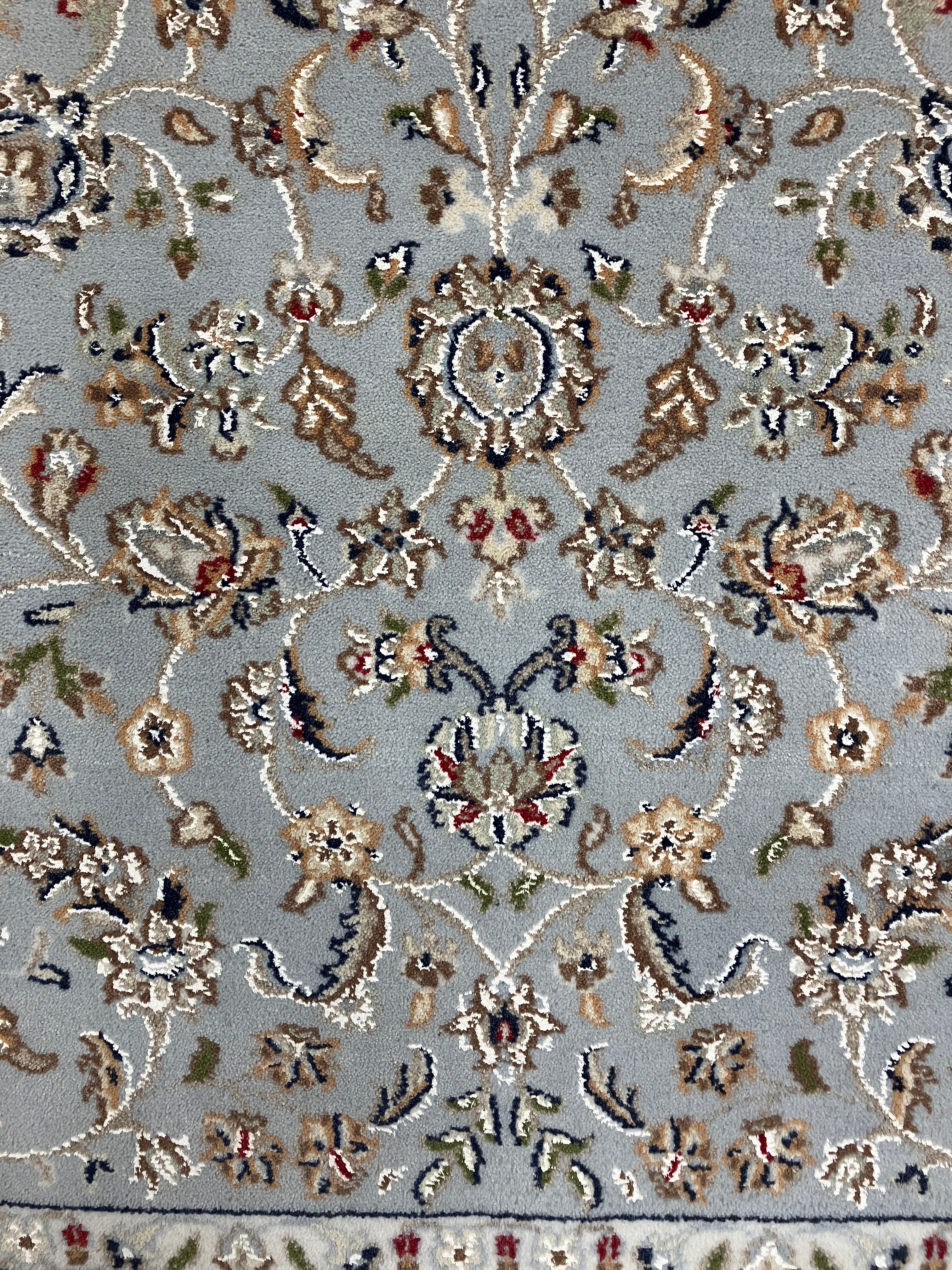 Nain Wool & Silk - 4' 01" x 6' 02" - Light Blue Multicolor  - Hand Knotted Traditional Classic Nain Wool & Silk Rug