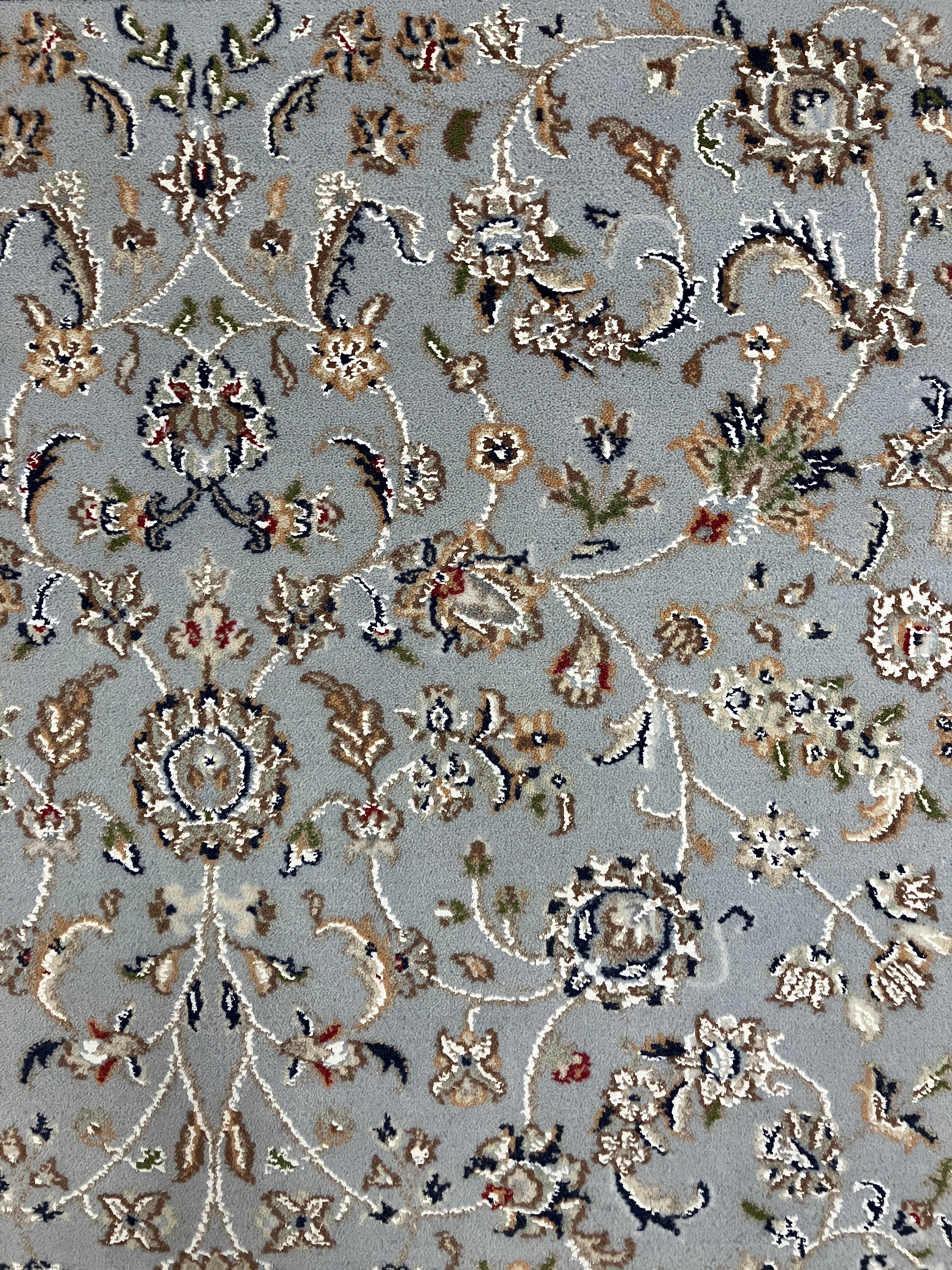 Nain Wool & Silk - 4' 01" x 6' 02" - Light Blue Multicolor  - Hand Knotted Traditional Classic Nain Wool & Silk Rug