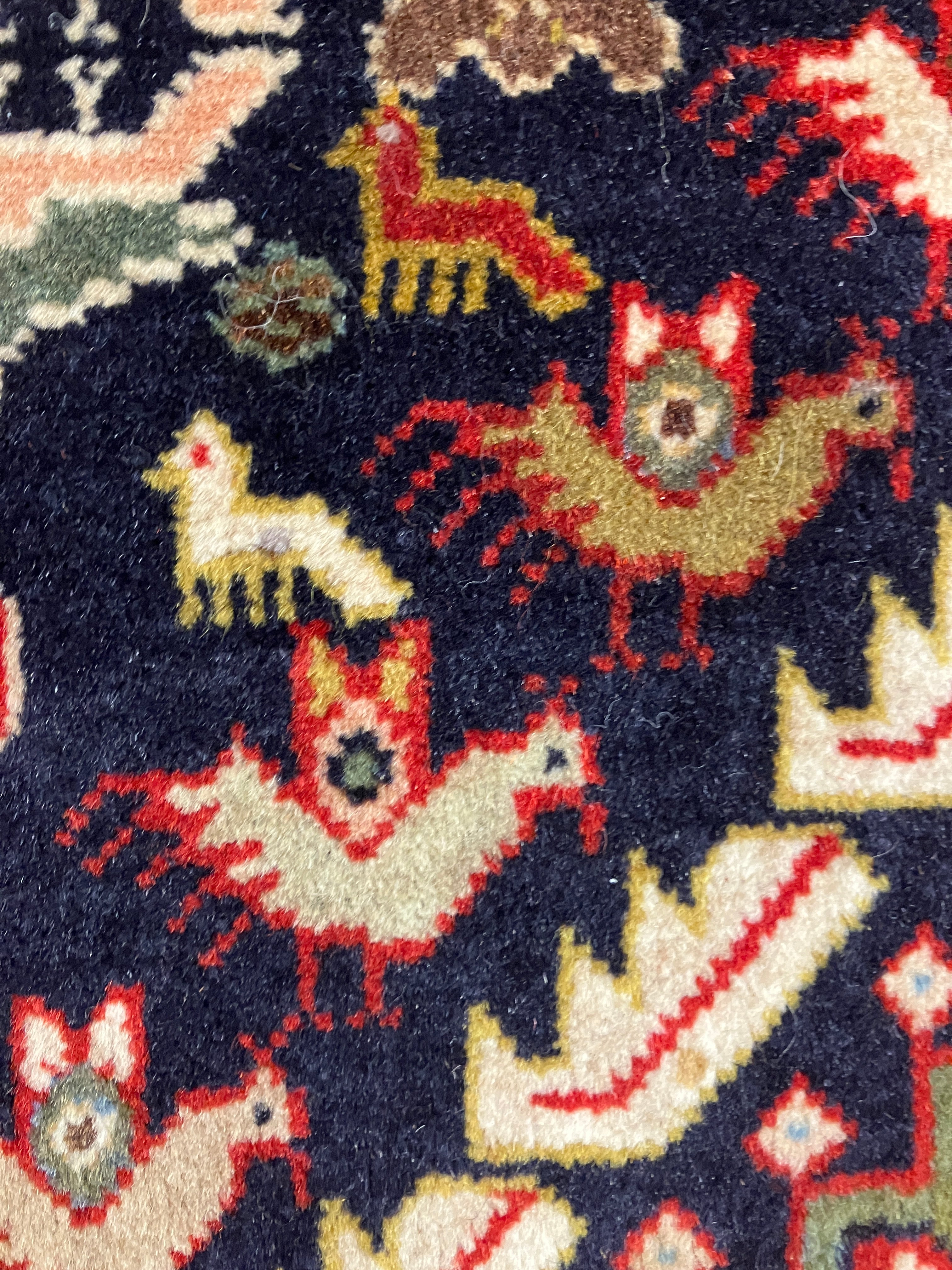 Persian Kashkouly - 4' 02" x 6' 05" - Red Blue Animal Pictorial Multicolor - Hand Knotted Rustic Classic Wool Rug