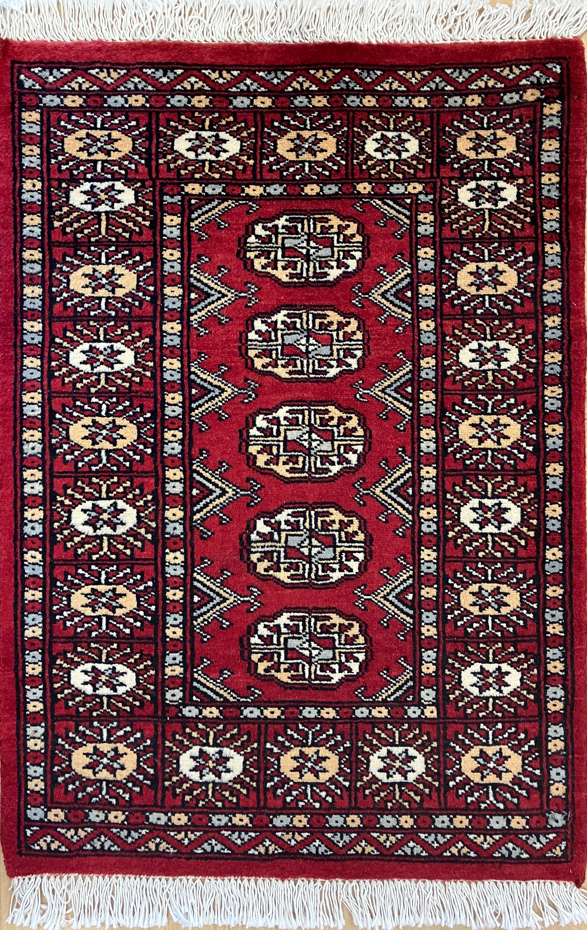 Bokhara - 2' 01" x 3' 00" Rug - Red & Black - Hand Knotted Traditional Classic Wool Rug