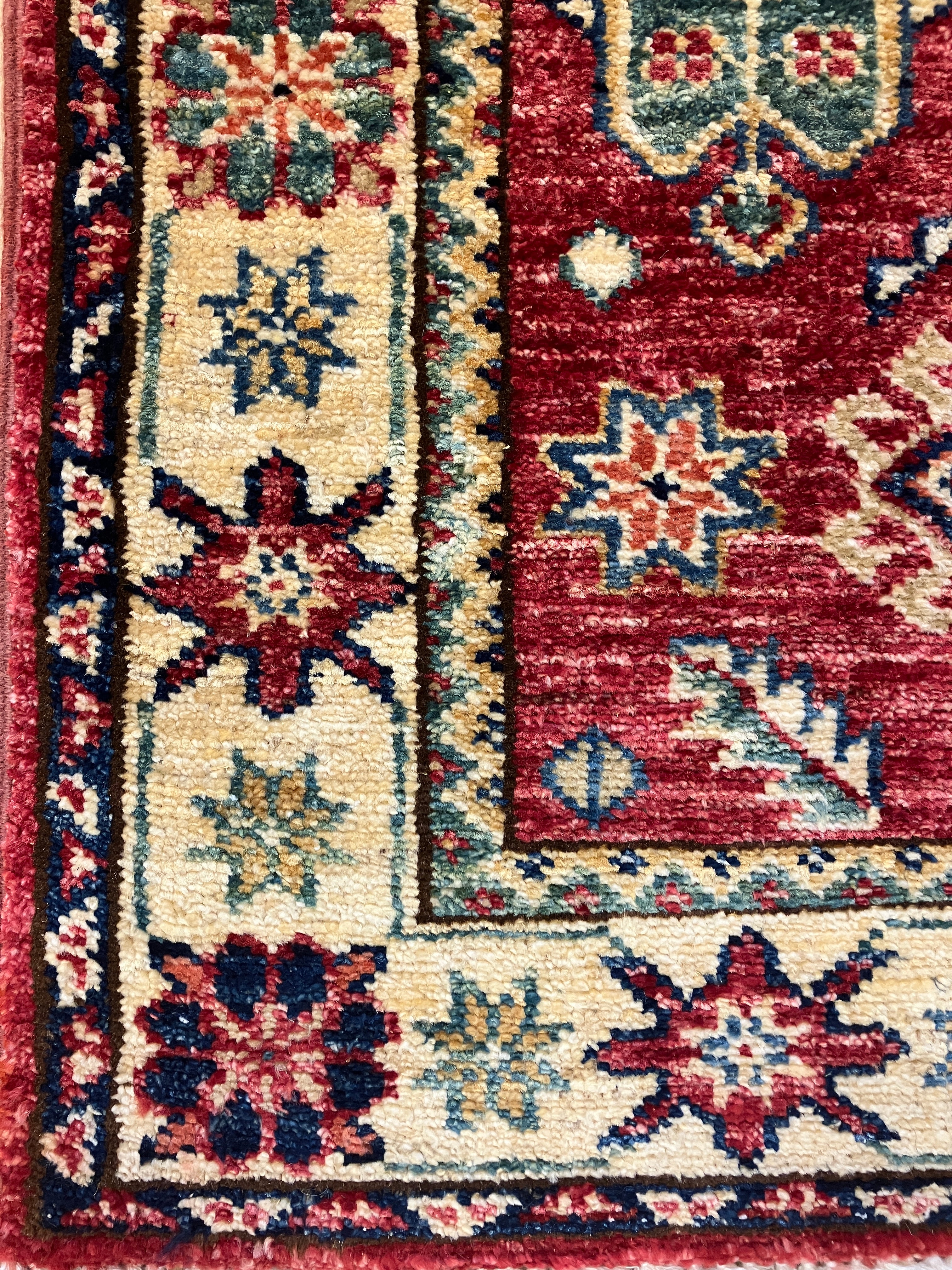 Super Kazak - 2' 03" x 3' 00" Rug - Red Multicolor - Hand Knotted Traditional Classic Wool Kazak Rug