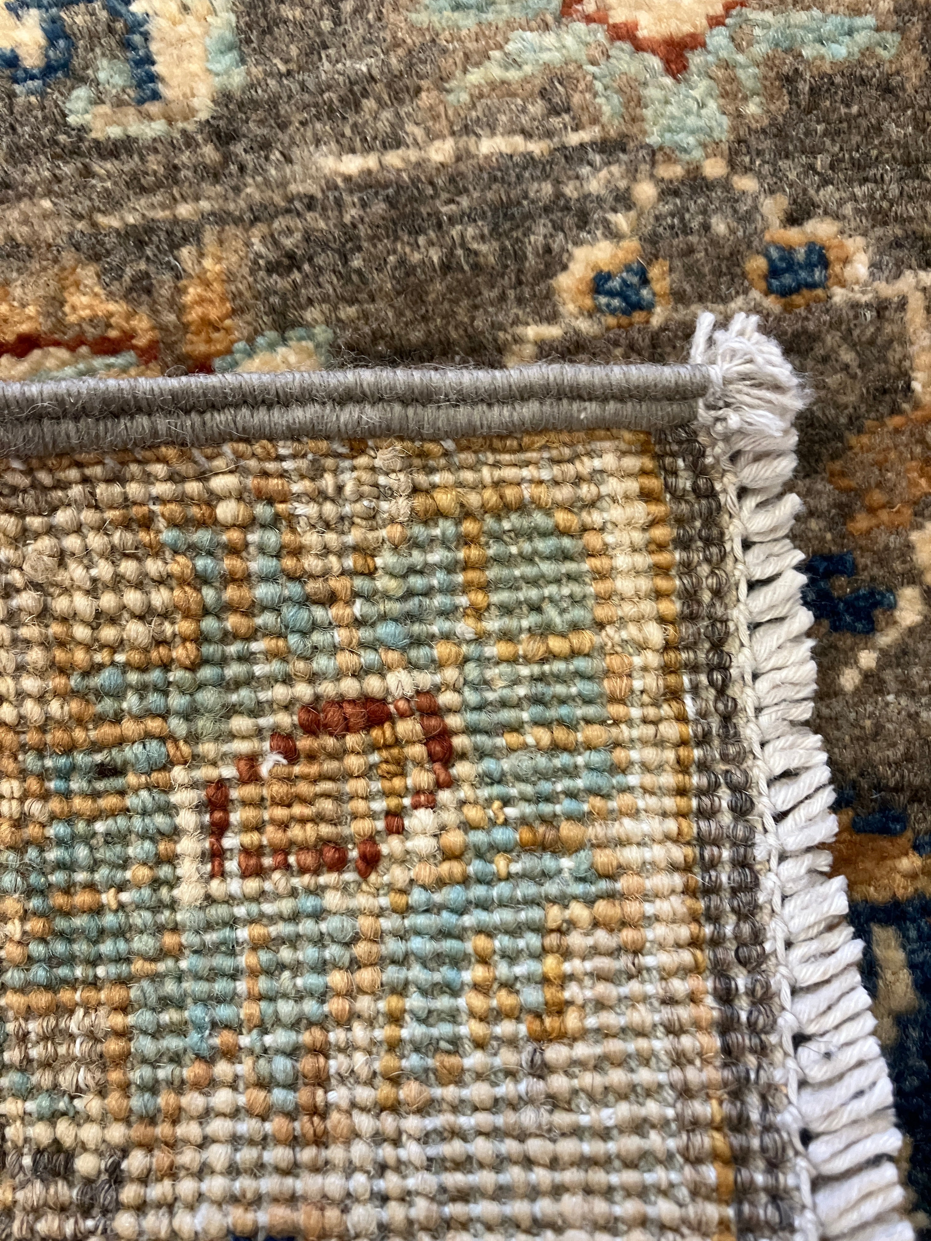 Nirvana Collection - 2' x 3' Rug - Grey Brown Blue - Hand Knotted Traditional Classic Wool Rug