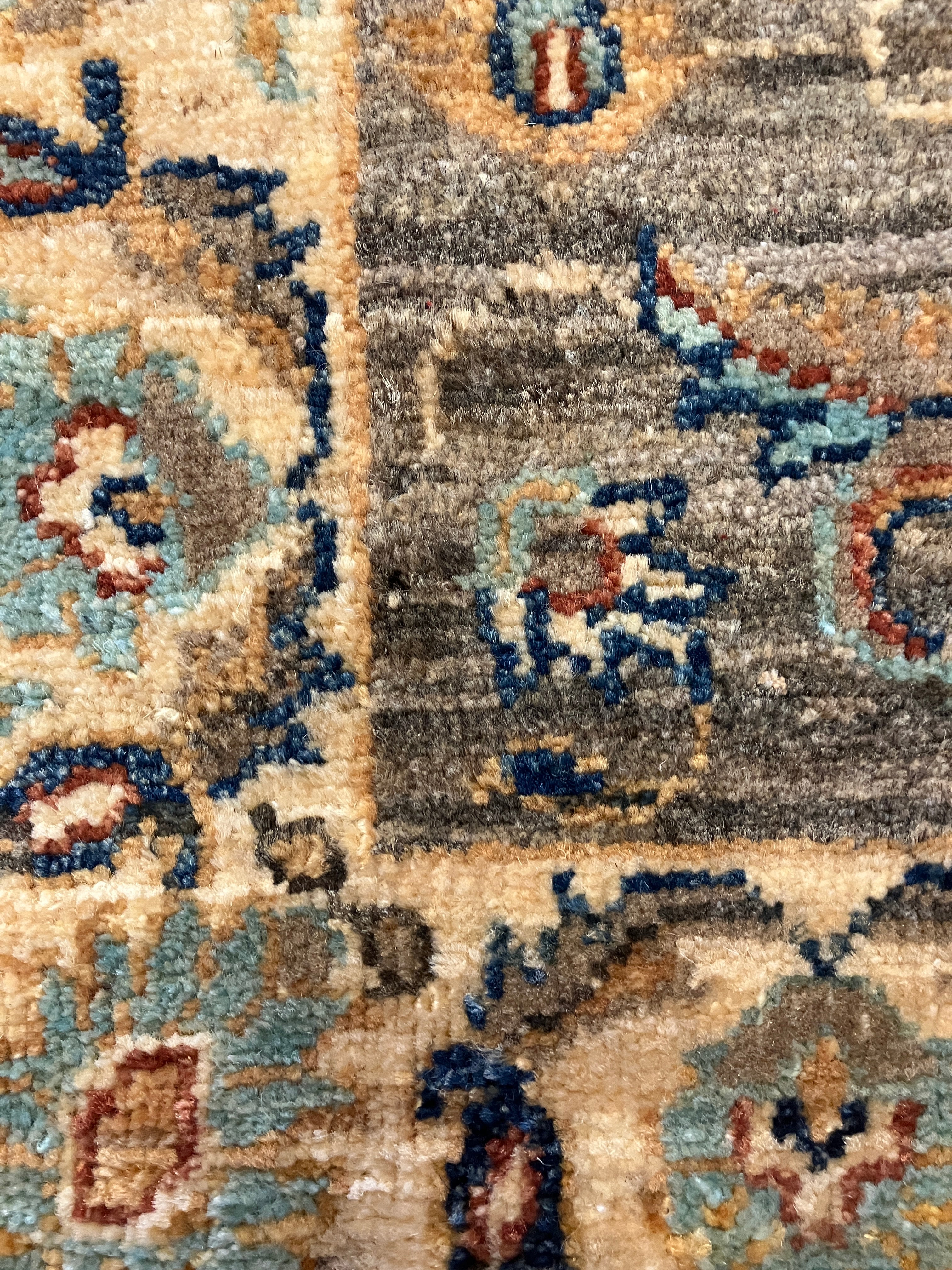 Nirvana Collection - 2' x 3' Rug - Grey Brown Blue - Hand Knotted Traditional Classic Wool Rug
