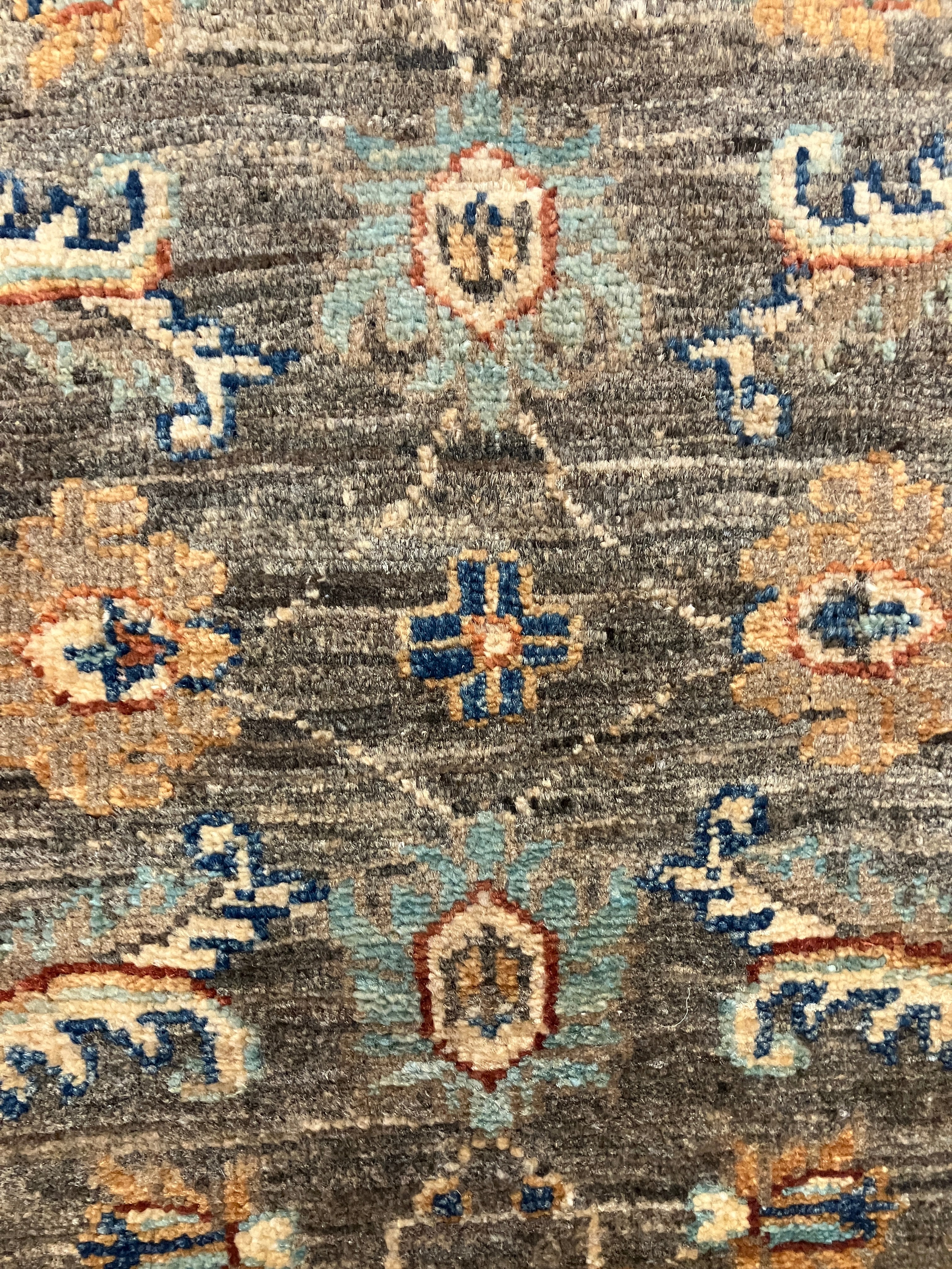 Nirvana Collection - 2' x 3' Rug - Grey Brown Blue - Hand Knotted Traditional Classic Wool Rug