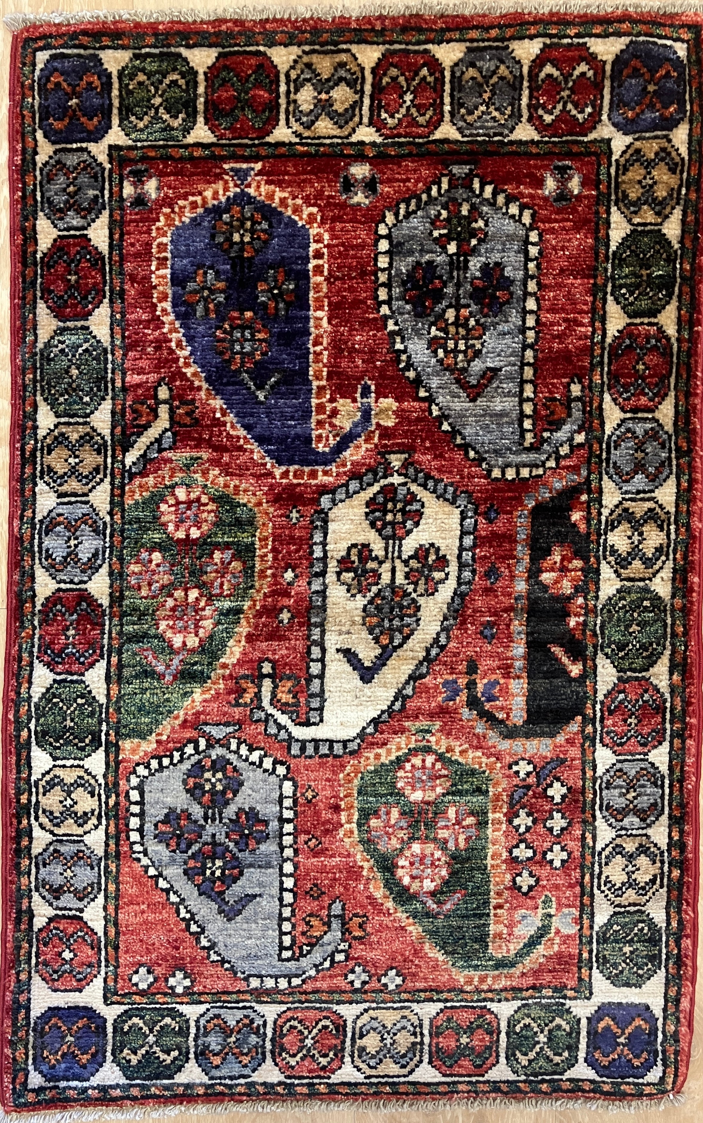 Nirvana Collection - 2' x 3' Rug - Red Multicolor - Hand Knotted Traditional Classic Wool Rug