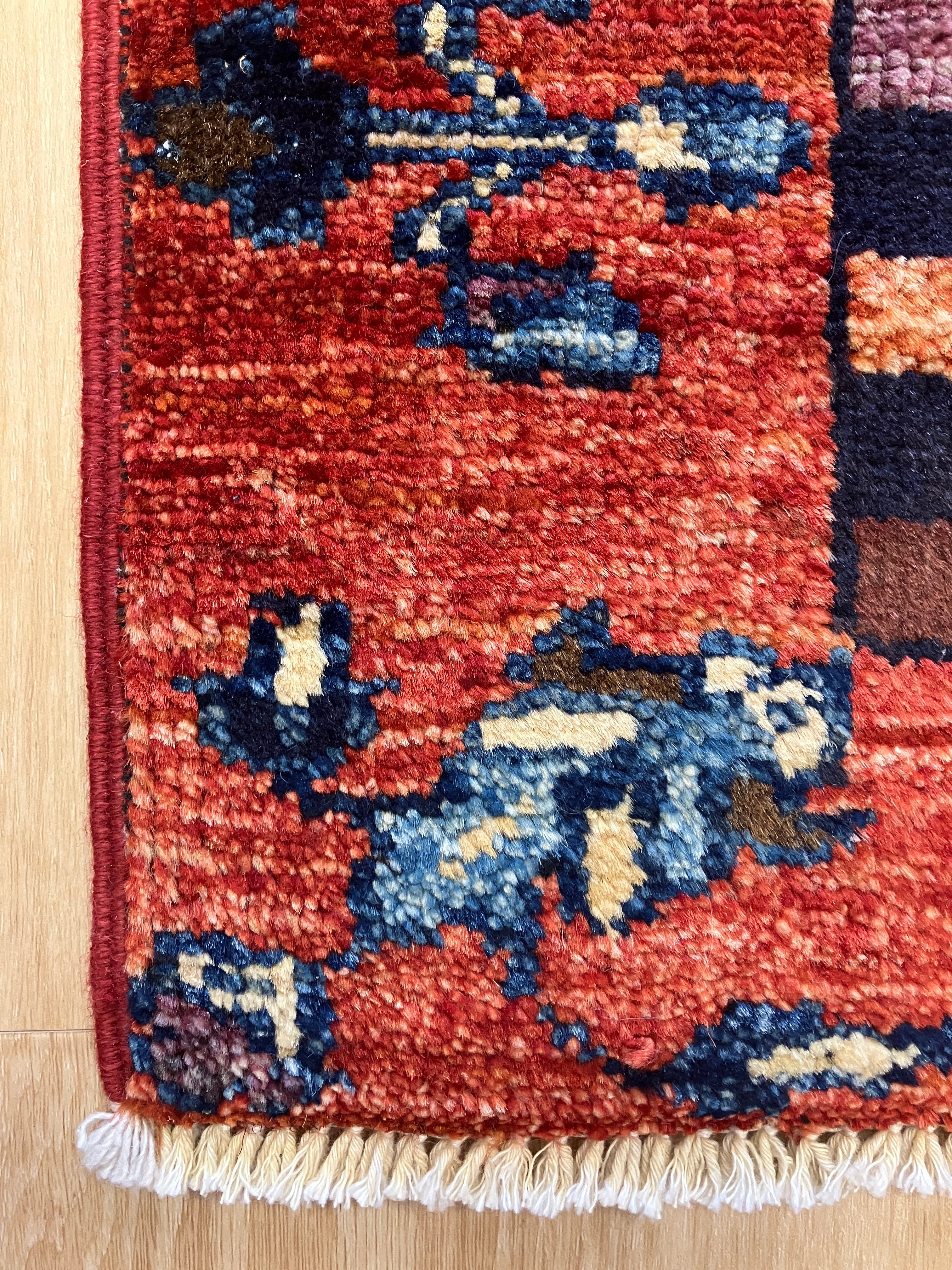 Nirvana Collection - 2' x 3' Rug - Rust & Blue Trees - Hand Knotted Traditional Classic Wool Rug