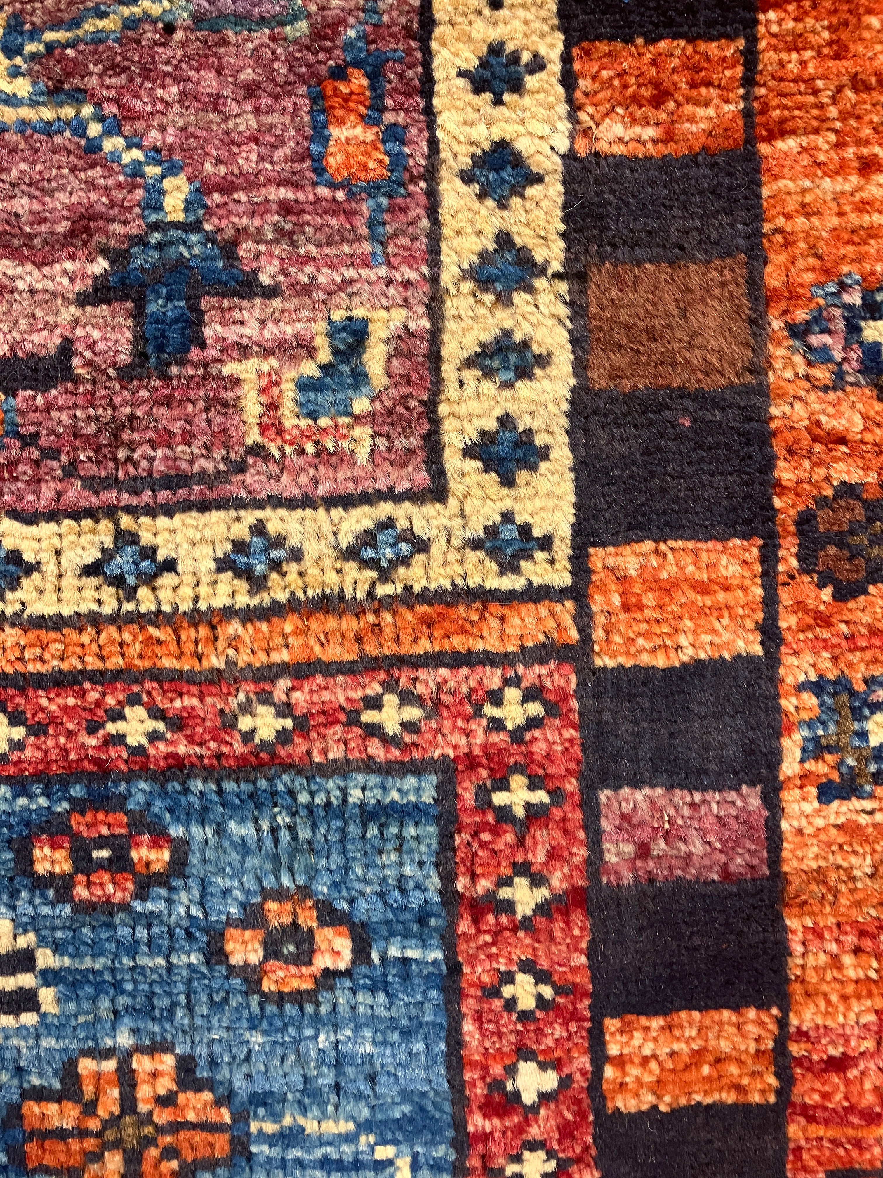 Nirvana Collection - 2' x 3' Rug - Rust & Blue Trees - Hand Knotted Traditional Classic Wool Rug