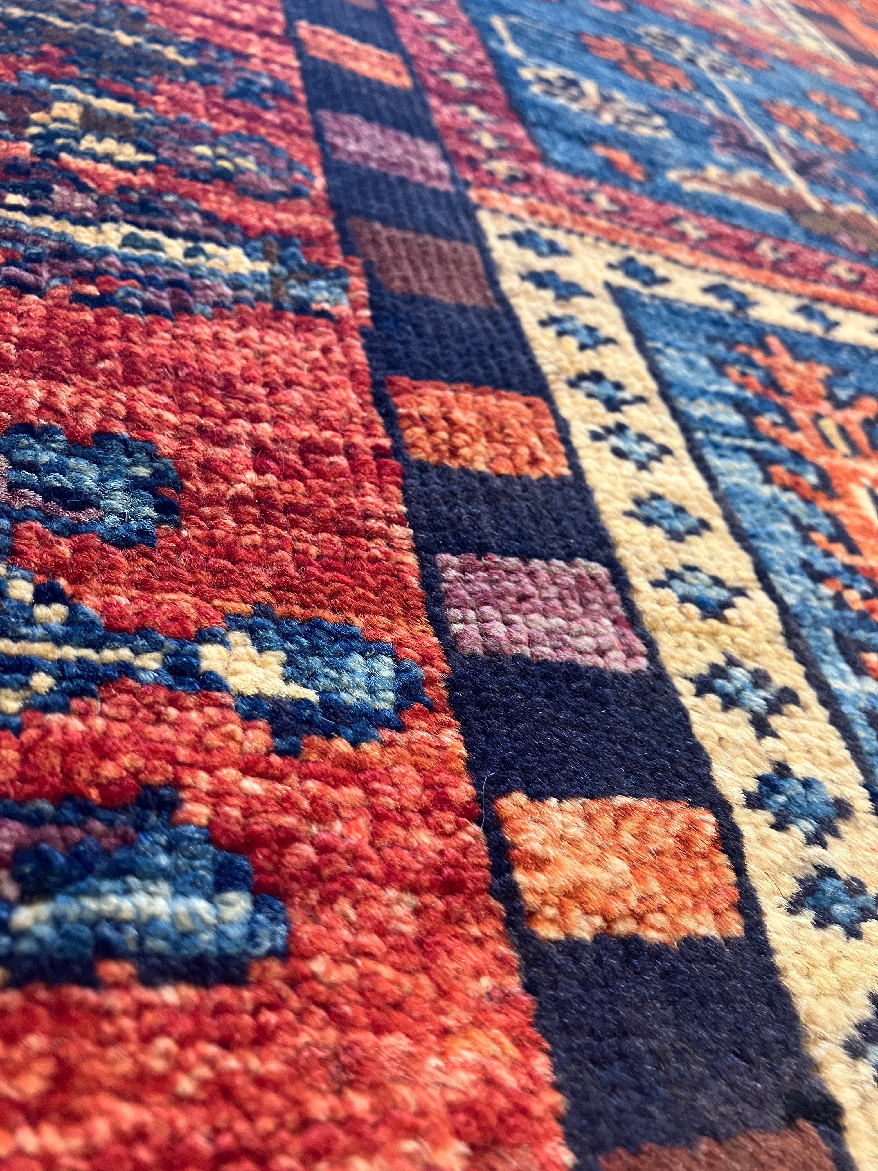 Nirvana Collection - 2' x 3' Rug - Rust & Blue Trees - Hand Knotted Traditional Classic Wool Rug