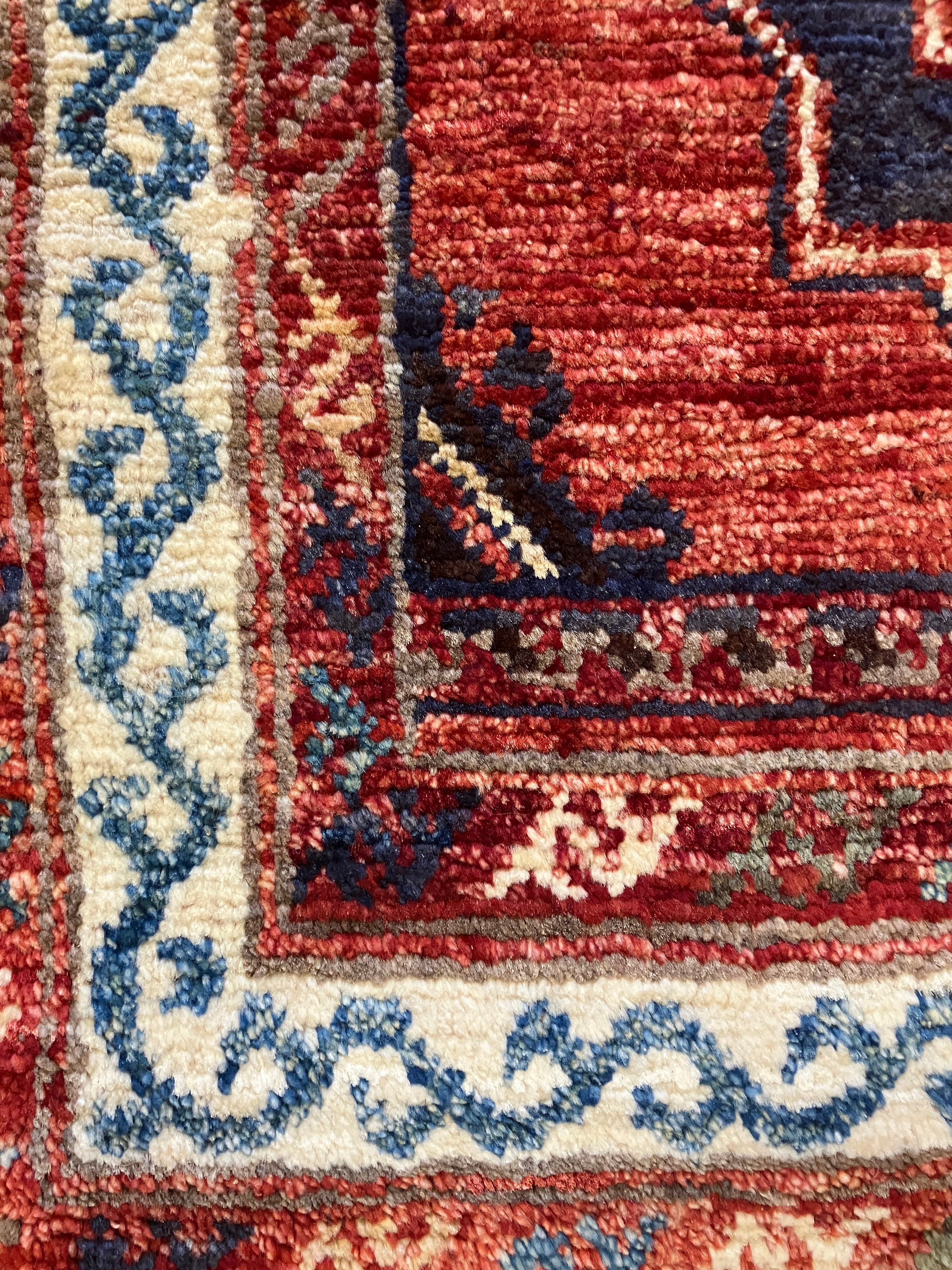 Nirvana Collection - 2' x 3' Rug - Red Rust & Blue Geometric - Hand Knotted Traditional Classic Wool Rug