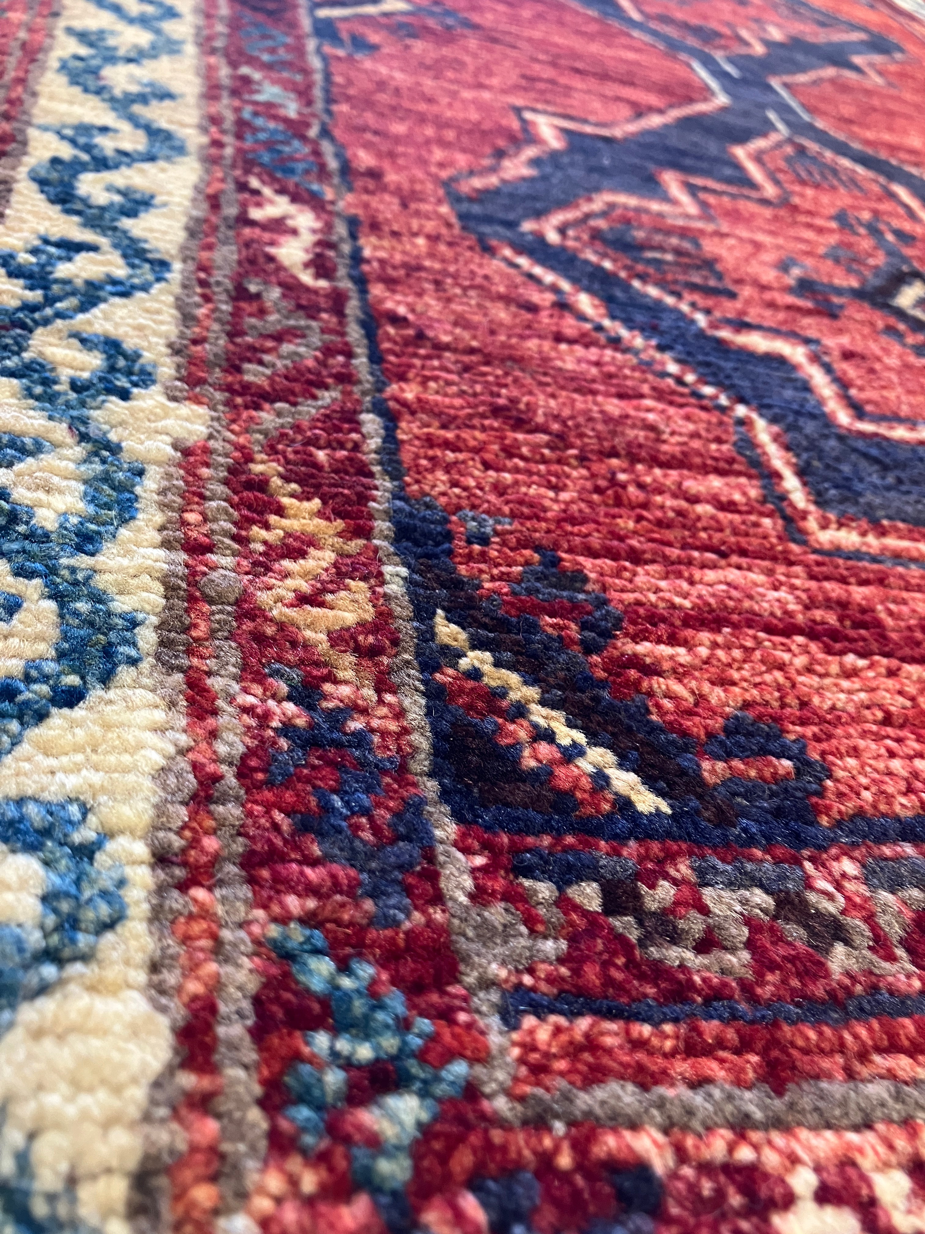 Nirvana Collection - 2' x 3' Rug - Red Rust & Blue Geometric - Hand Knotted Traditional Classic Wool Rug