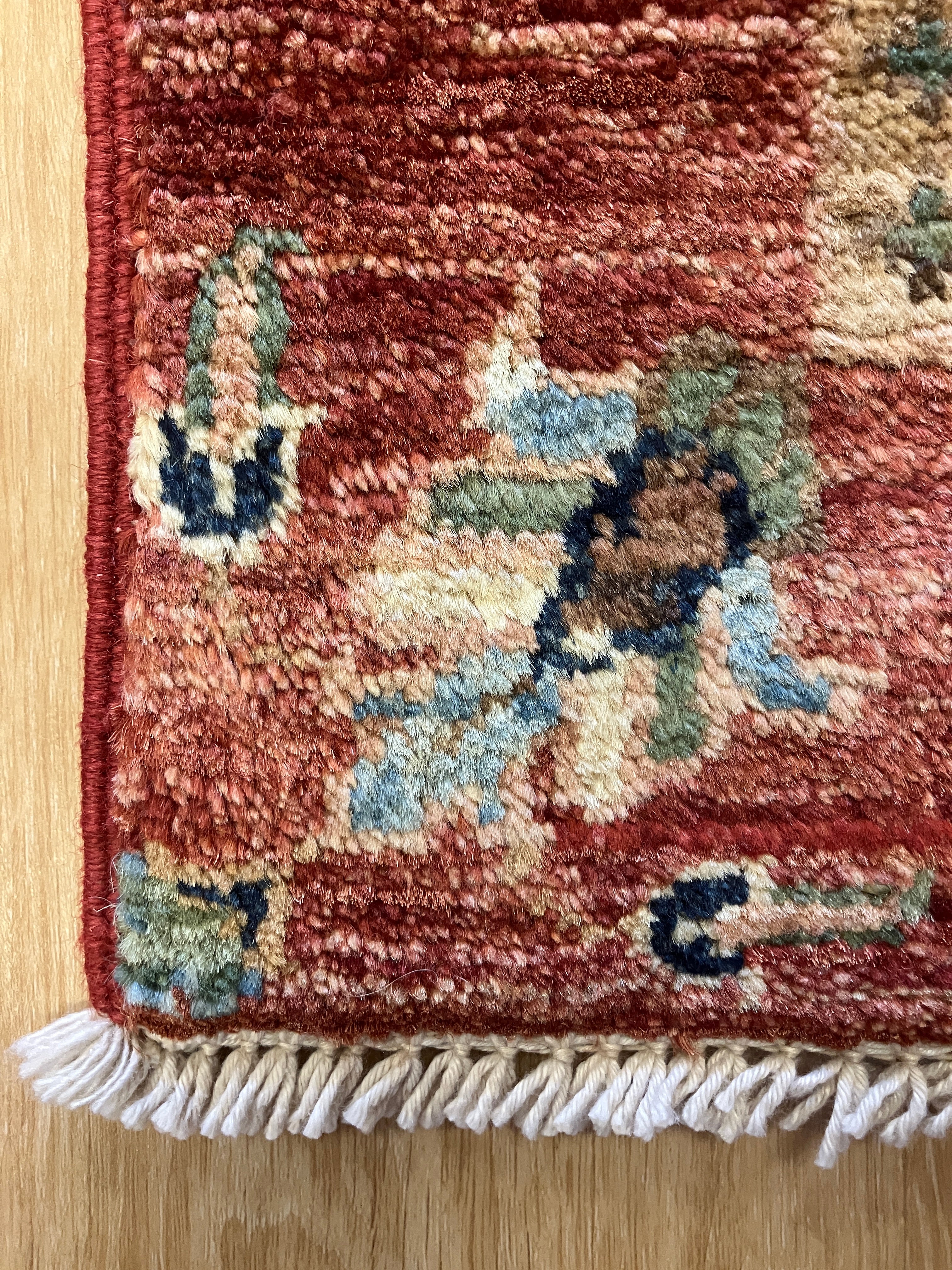 Nirvana Collection - 2' x 3' Rug - Rust Blue Teal Trees - Hand Knotted Traditional Classic Wool Rug