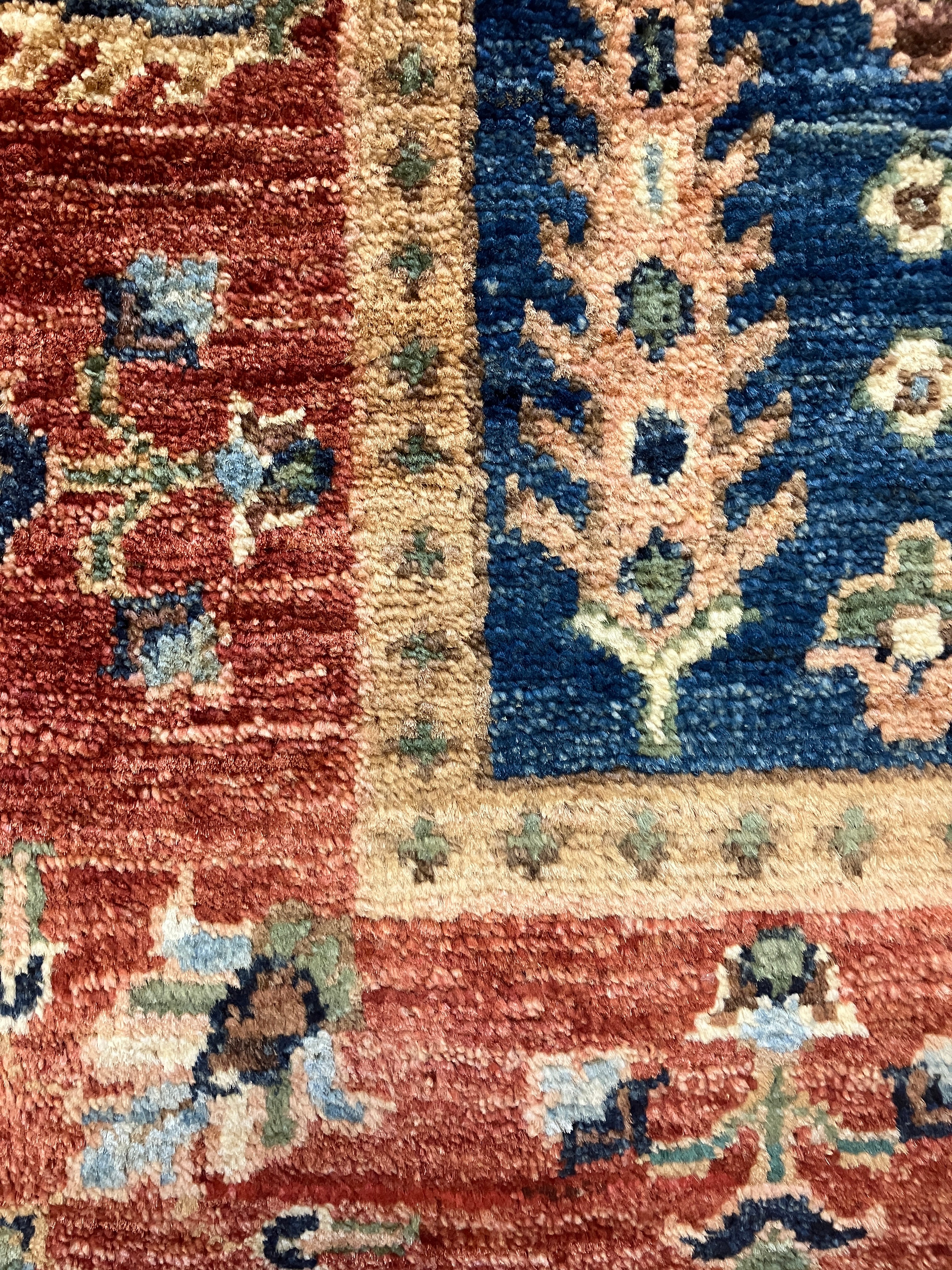 Nirvana Collection - 2' x 3' Rug - Rust Blue Teal Trees - Hand Knotted Traditional Classic Wool Rug