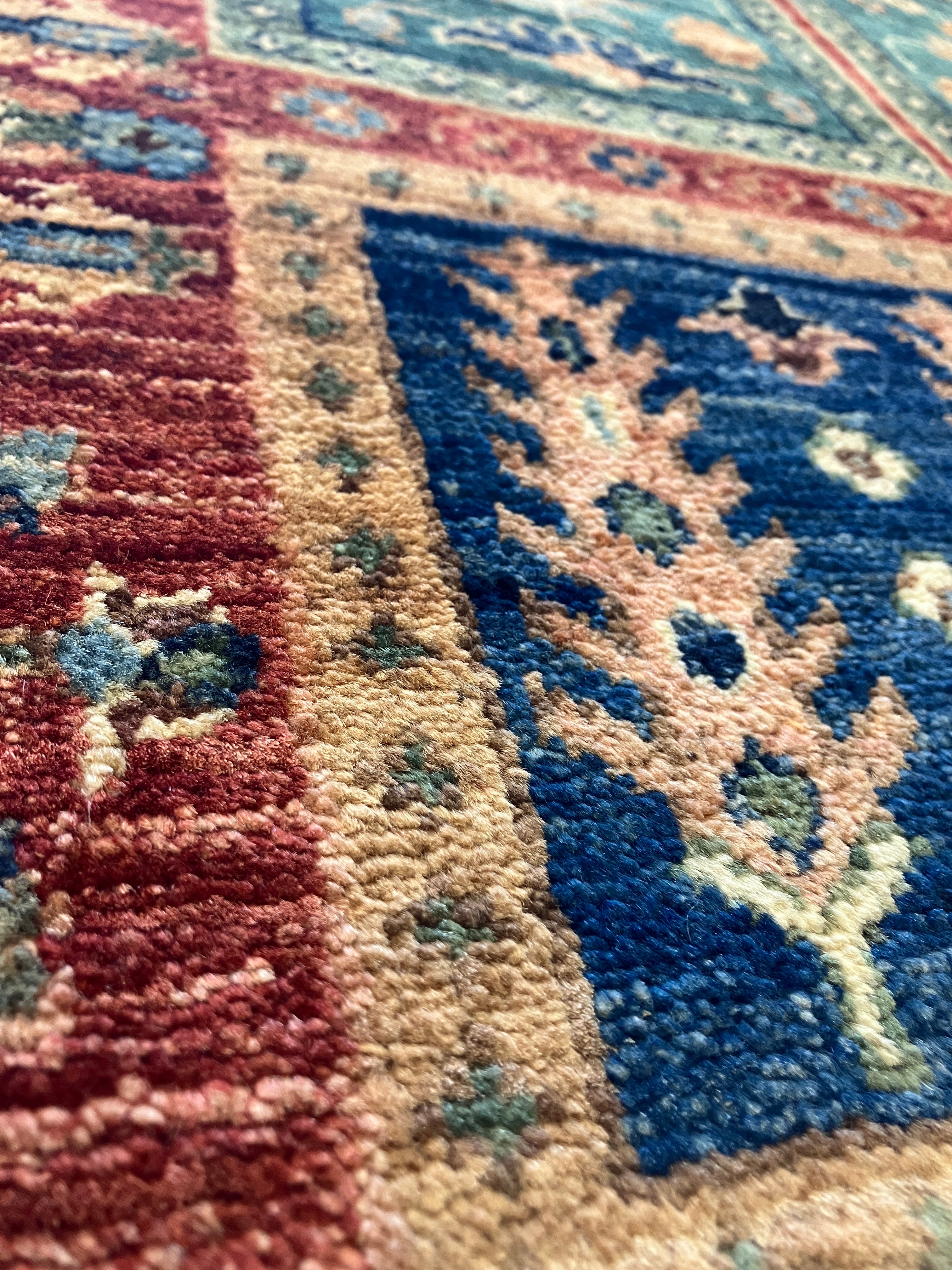 Nirvana Collection - 2' x 3' Rug - Rust Blue Teal Trees - Hand Knotted Traditional Classic Wool Rug