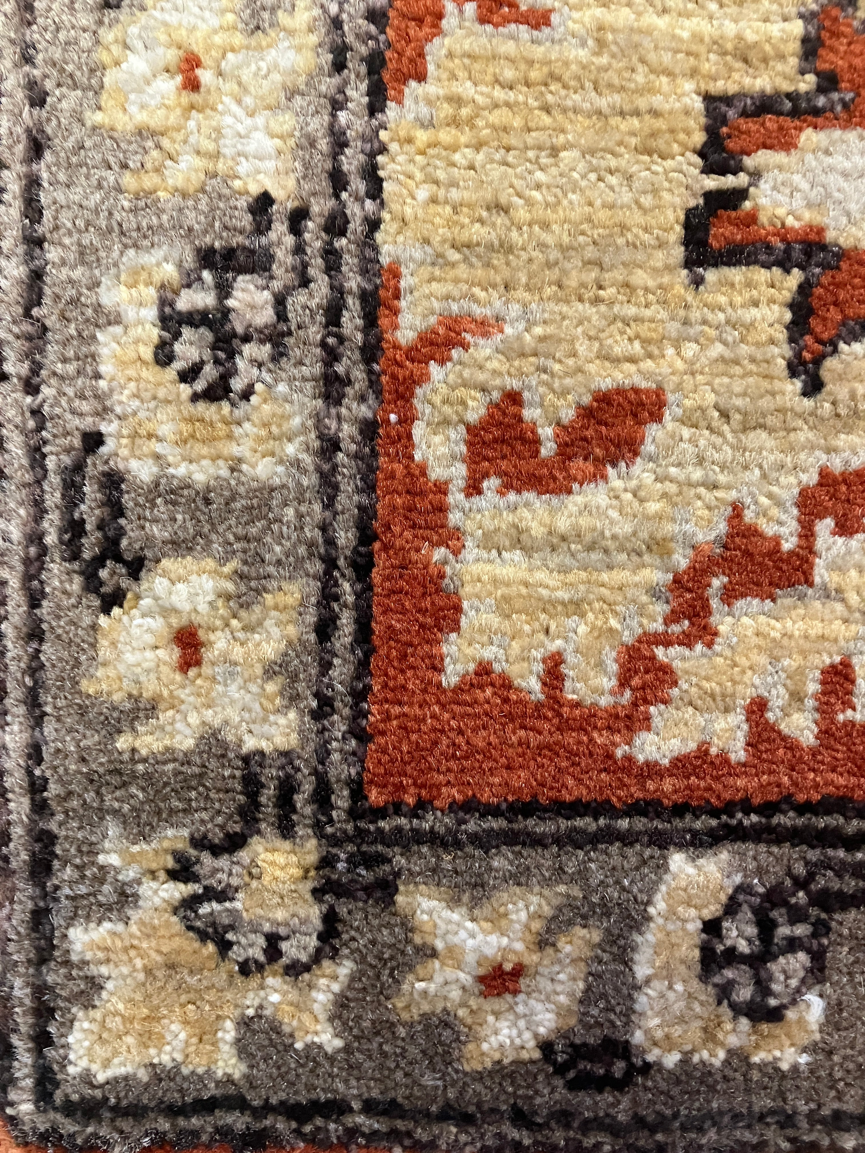 Oushak - 2' 02" x 3' 00" Rug - Earthy Orange, Grey & Ivory - Hand Knotted Traditional Classic Wool Rug