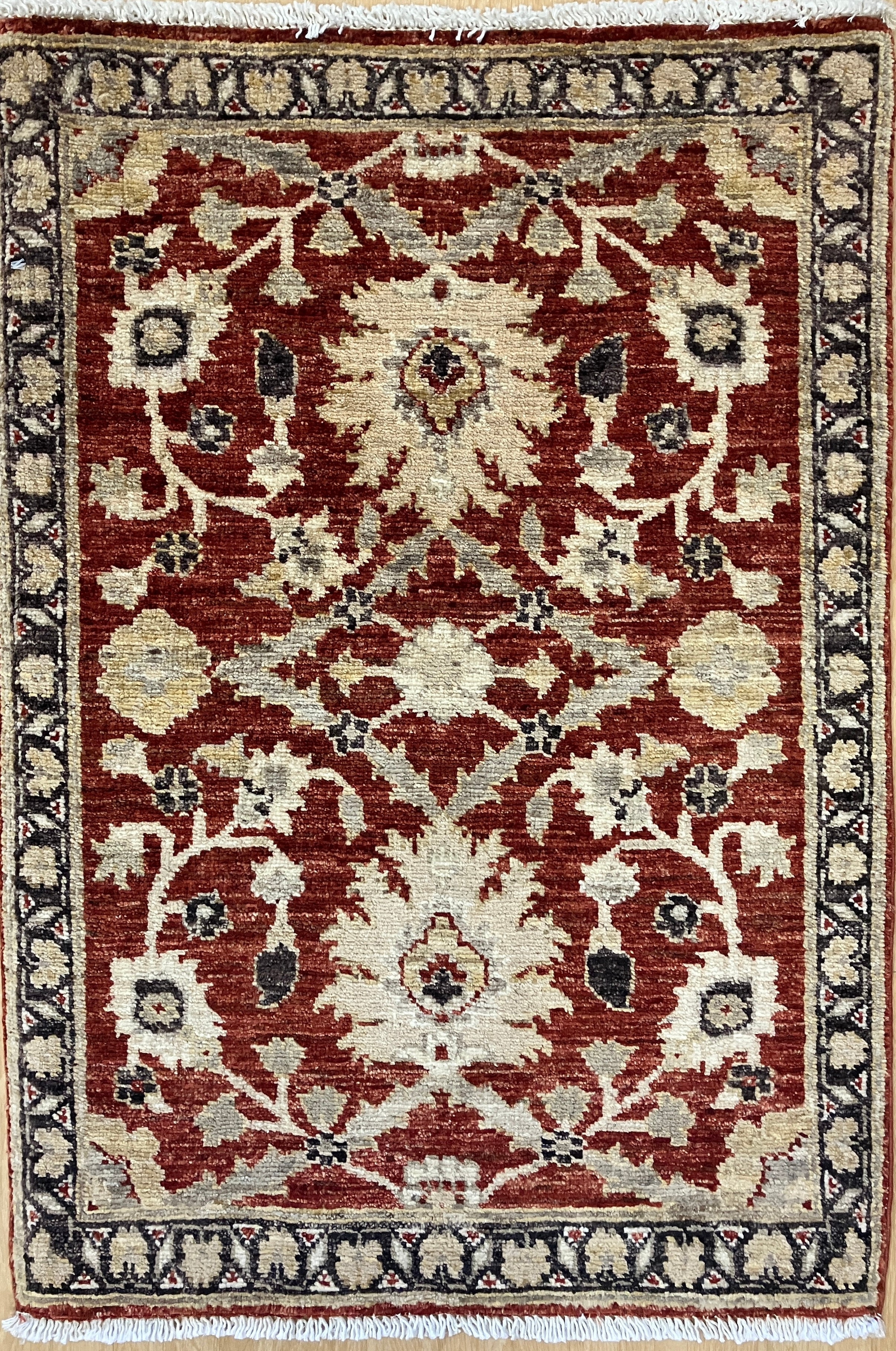 Oushak - 2' 02" x 3' 01" Rug - Earthy Orange / Rust, Grey Black & Ivory - Hand Knotted Floral Traditional Classic Wool Rug