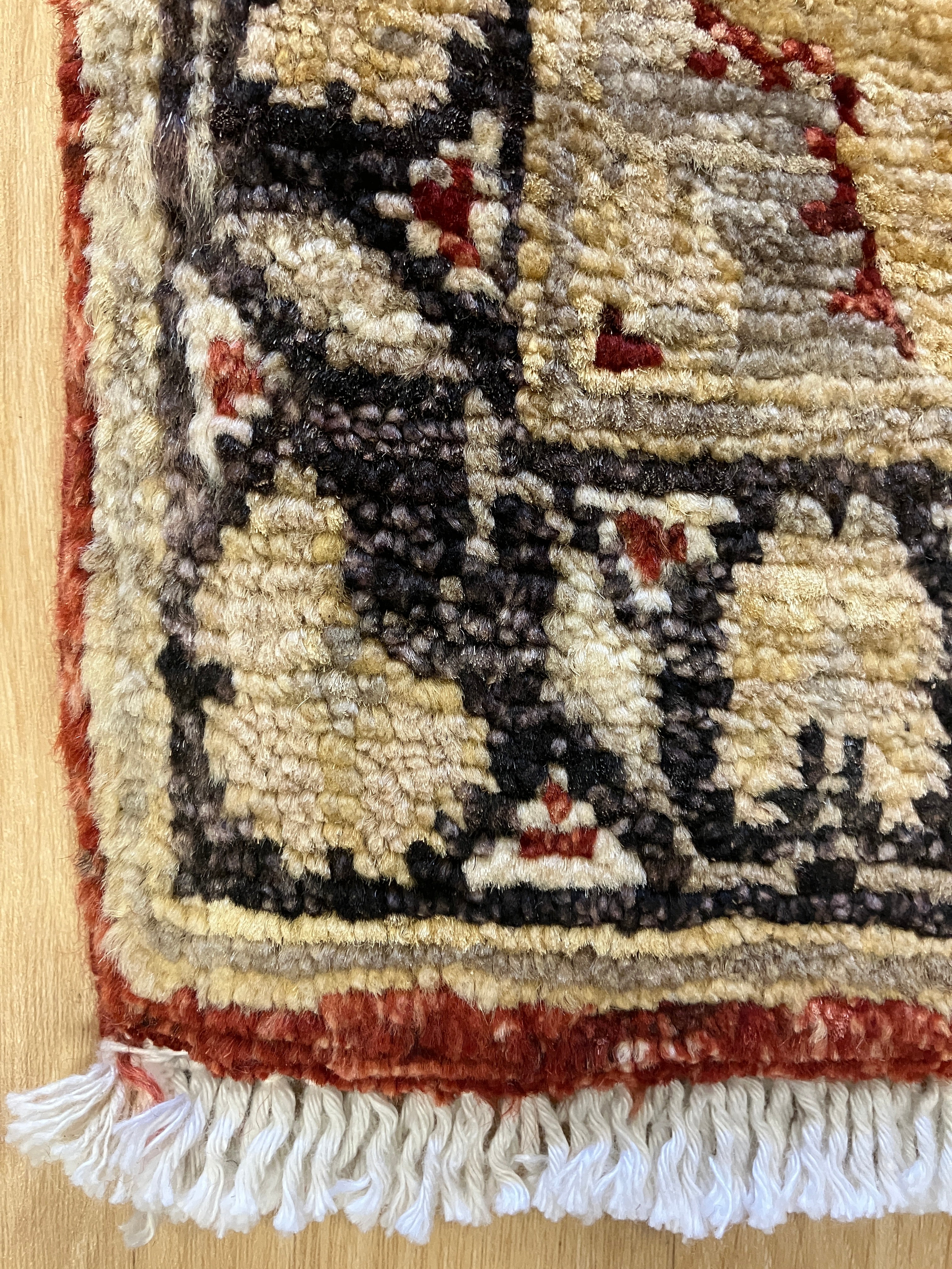 Oushak - 2' 02" x 3' 01" Rug - Earthy Orange / Rust, Grey Black & Ivory - Hand Knotted Floral Traditional Classic Wool Rug