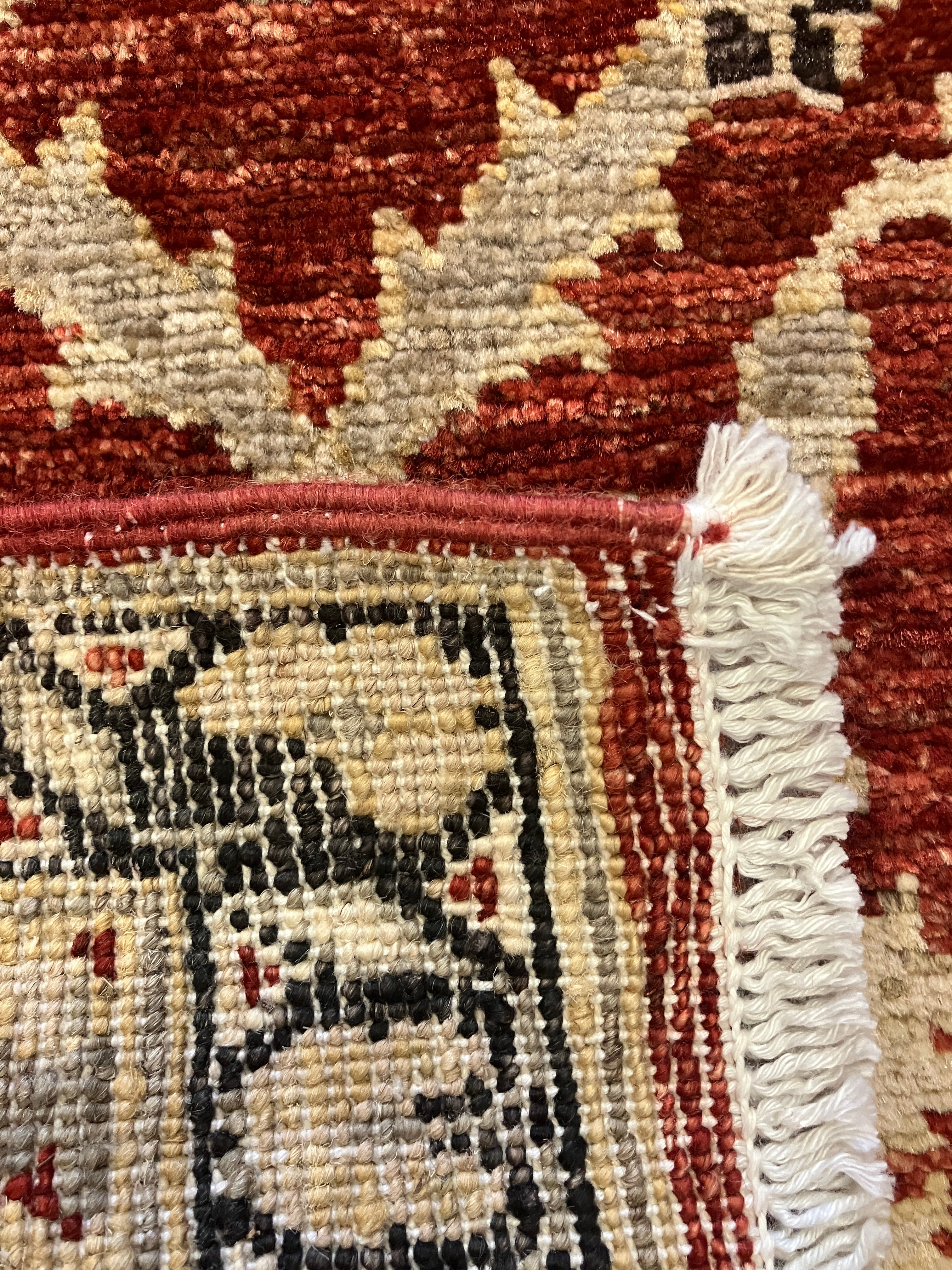 Oushak - 2' 02" x 3' 01" Rug - Earthy Orange / Rust, Grey Black & Ivory - Hand Knotted Floral Traditional Classic Wool Rug