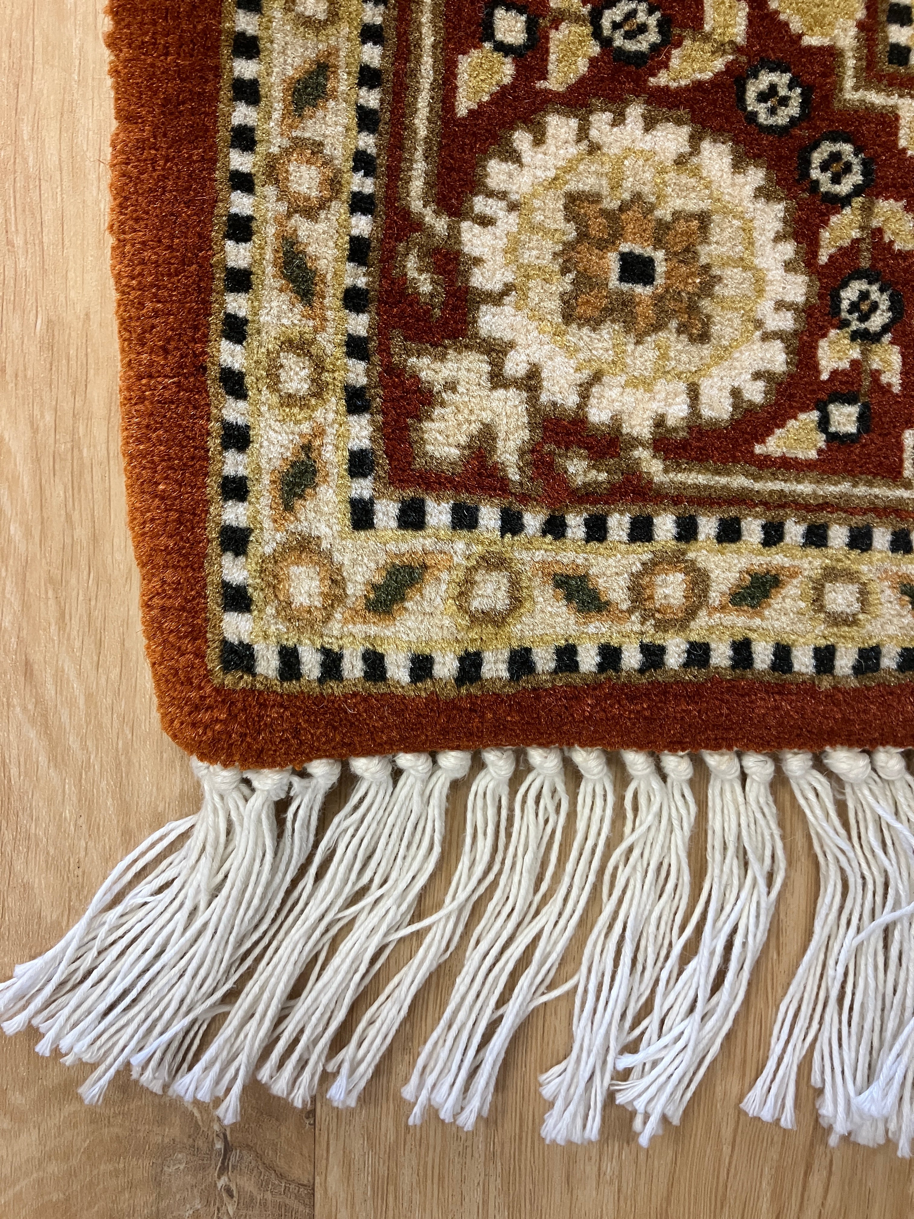 Tabriz - 2' 03" x 3' 03" Rug - Orange / Rust, Green & Ivory - Hand Knotted Traditional Classic Wool Rug
