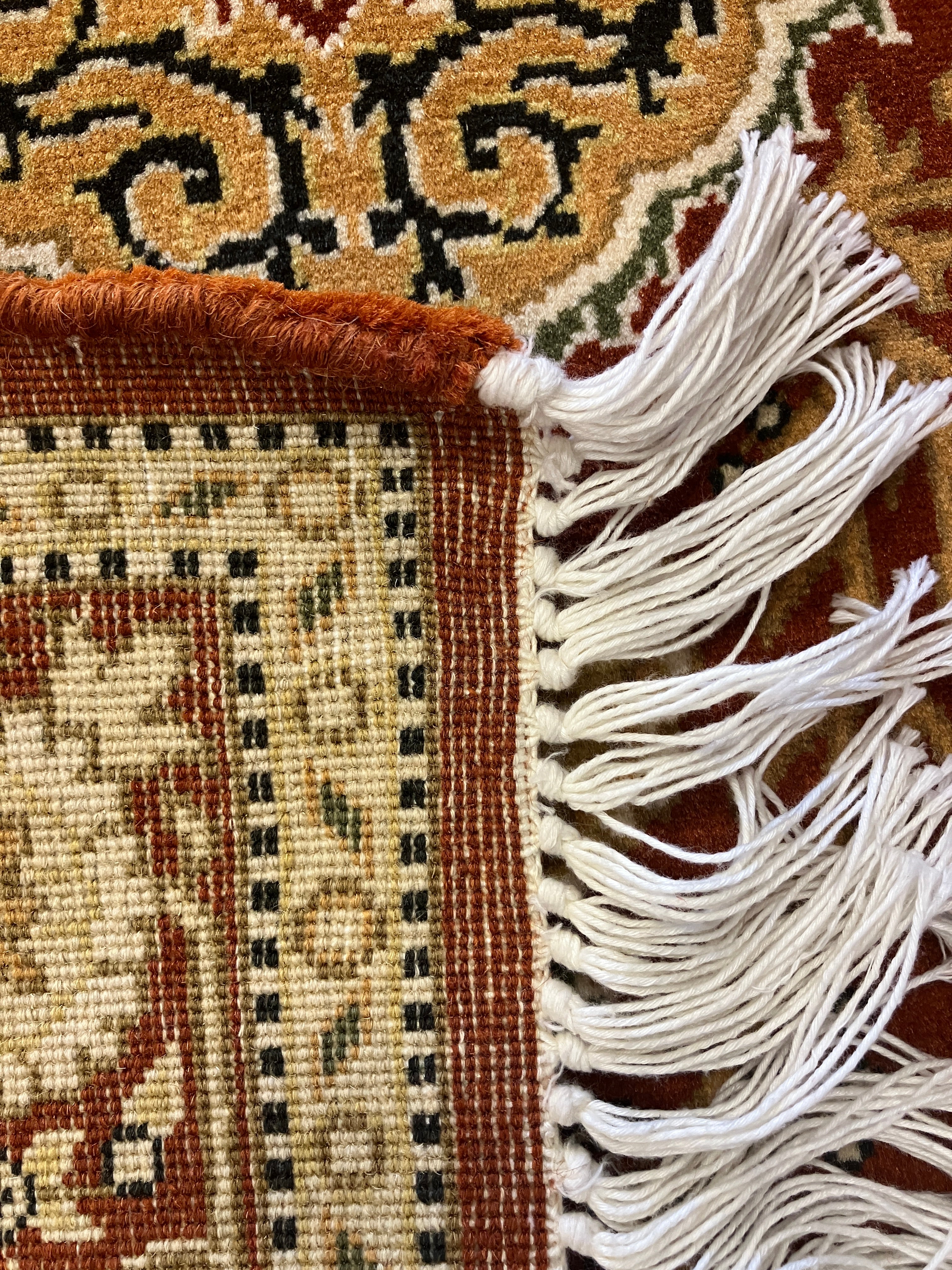 Tabriz - 2' 03" x 3' 03" Rug - Orange / Rust, Green & Ivory - Hand Knotted Traditional Classic Wool Rug