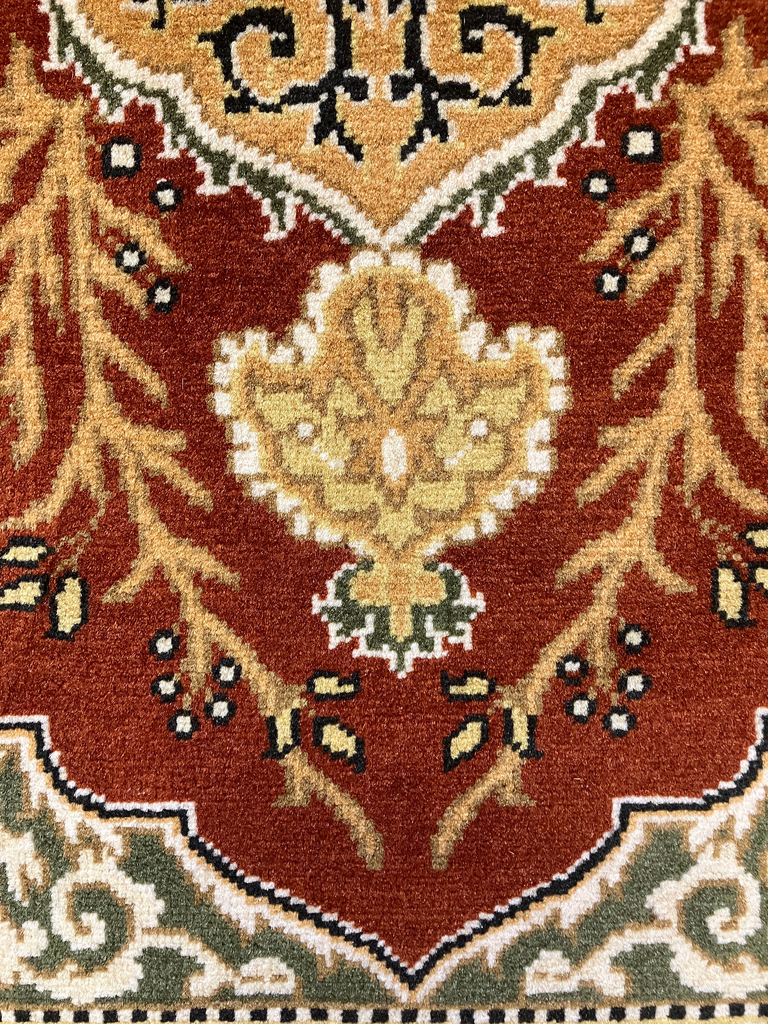 Tabriz - 2' 03" x 3' 03" Rug - Orange / Rust, Green & Ivory - Hand Knotted Traditional Classic Wool Rug