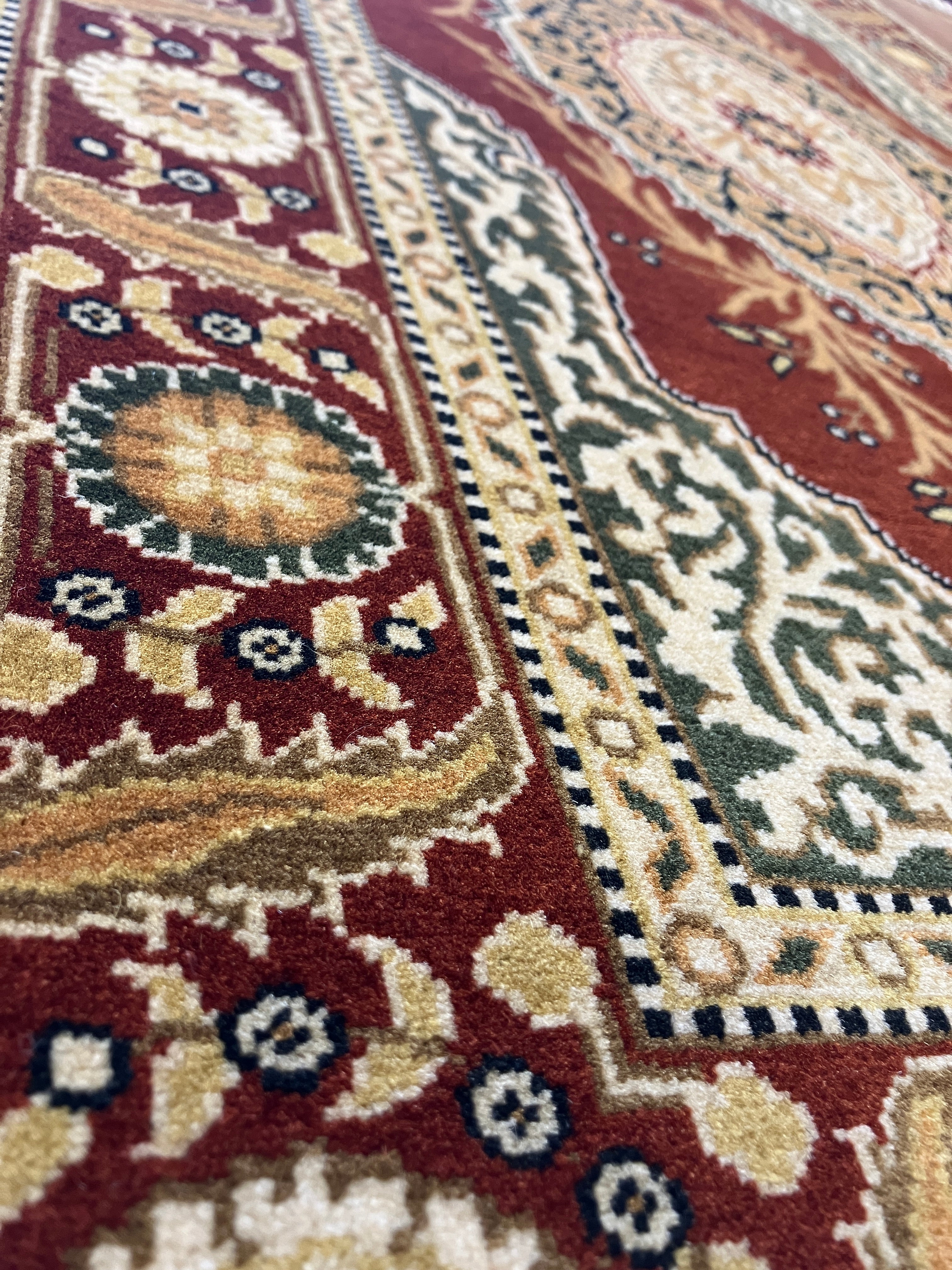 Tabriz - 2' 03" x 3' 03" Rug - Orange / Rust, Green & Ivory - Hand Knotted Traditional Classic Wool Rug