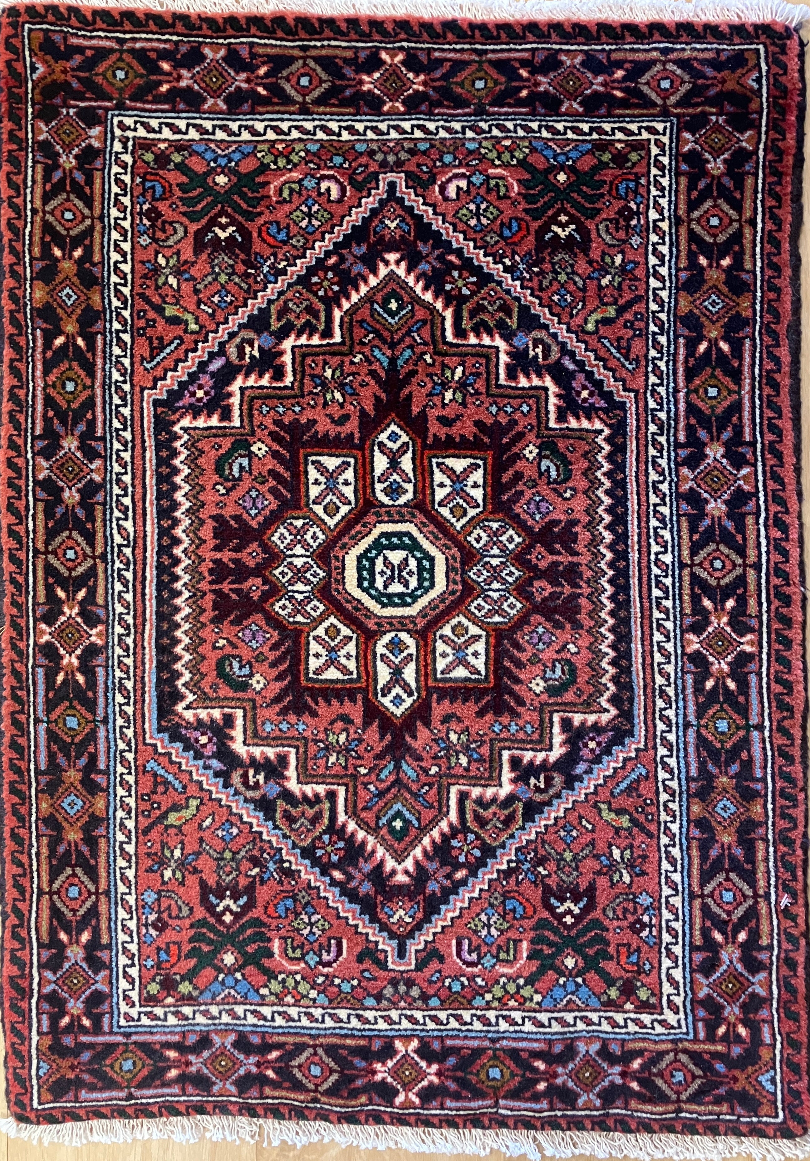 Persian Gholtogh - 2' 00" x 2' 08" Rug - Red Multicolor - Hand Knotted Traditional Classic Persian Wool Rug