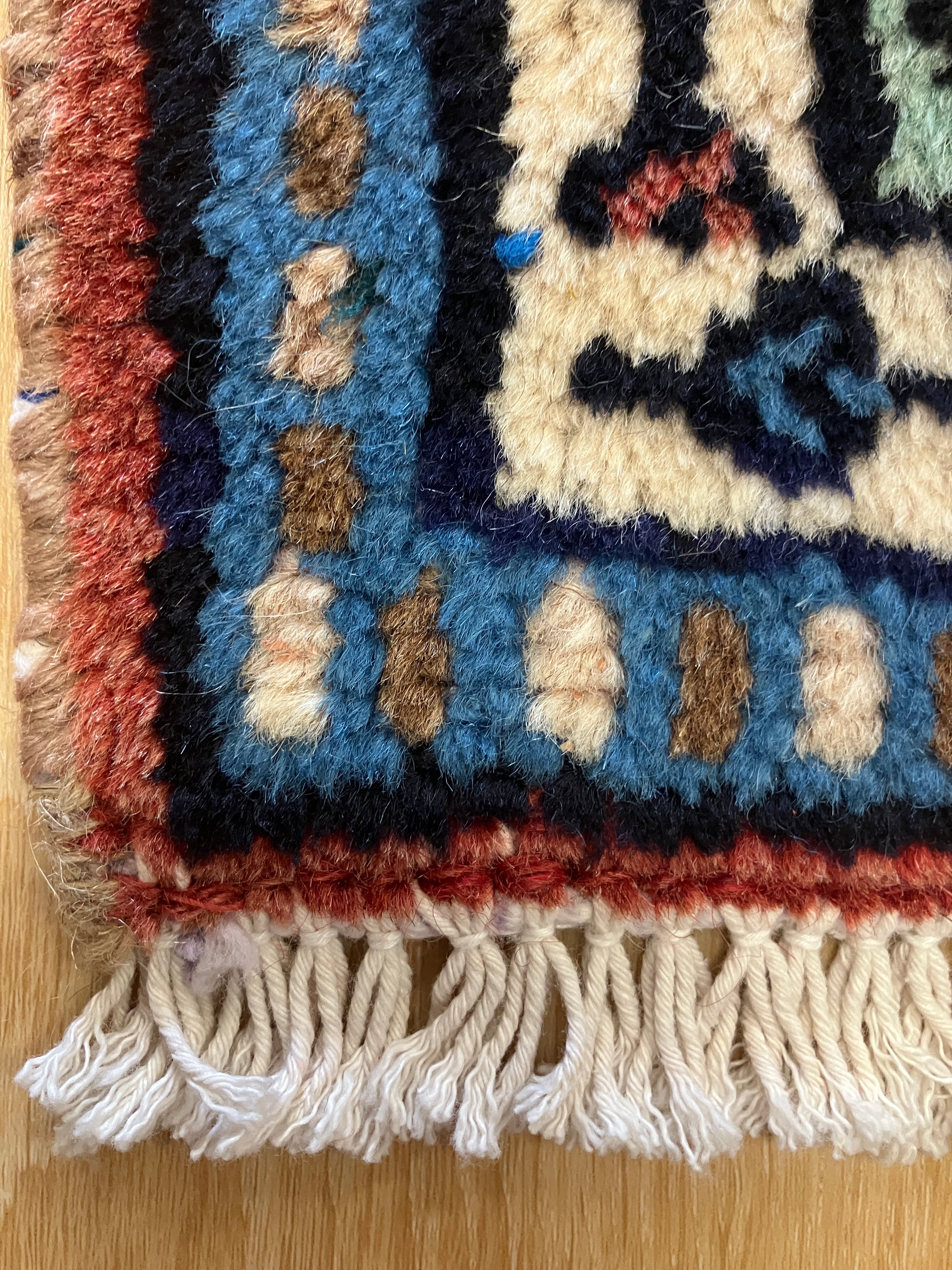 Persian Hamadan - 1' 10" x 2' 10" Rug - Blue & Rust Multicolor - Hand Knotted Traditional Classic Persian Wool Rug Mat