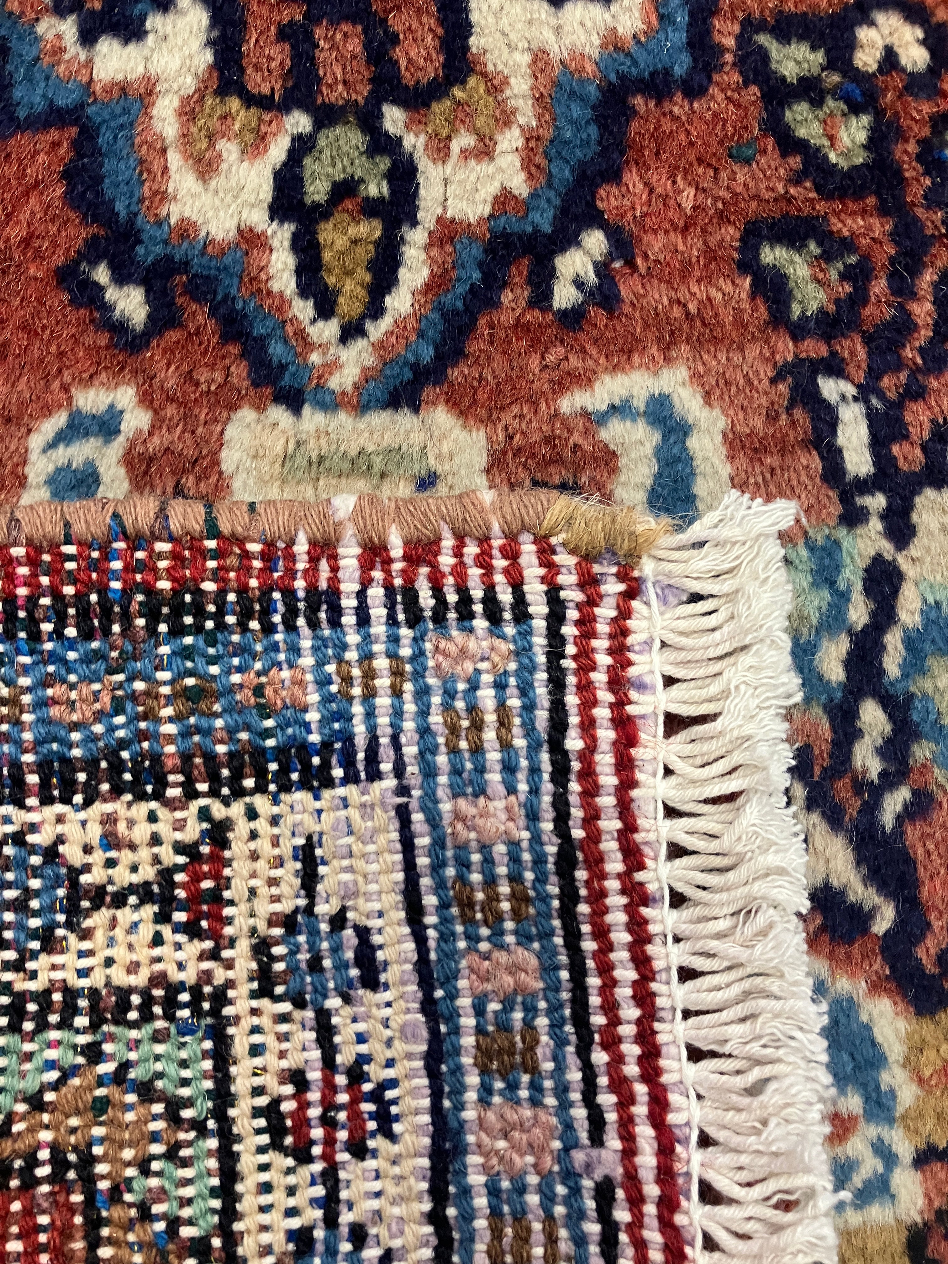 Persian Hamadan - 1' 10" x 2' 10" Rug - Blue & Rust Multicolor - Hand Knotted Traditional Classic Persian Wool Rug Mat