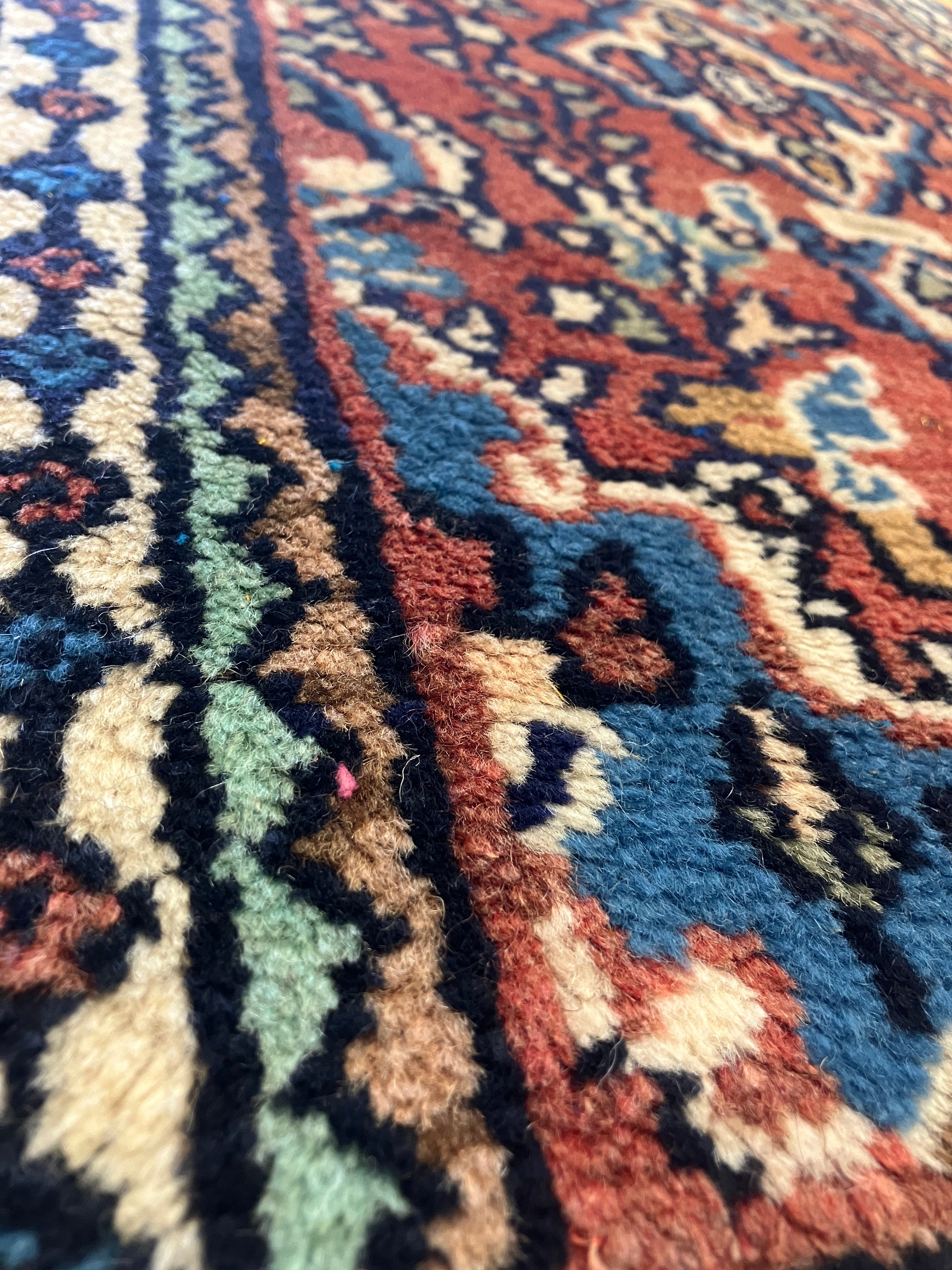 Persian Hamadan - 1' 10" x 2' 10" Rug - Blue & Rust Multicolor - Hand Knotted Traditional Classic Persian Wool Rug Mat