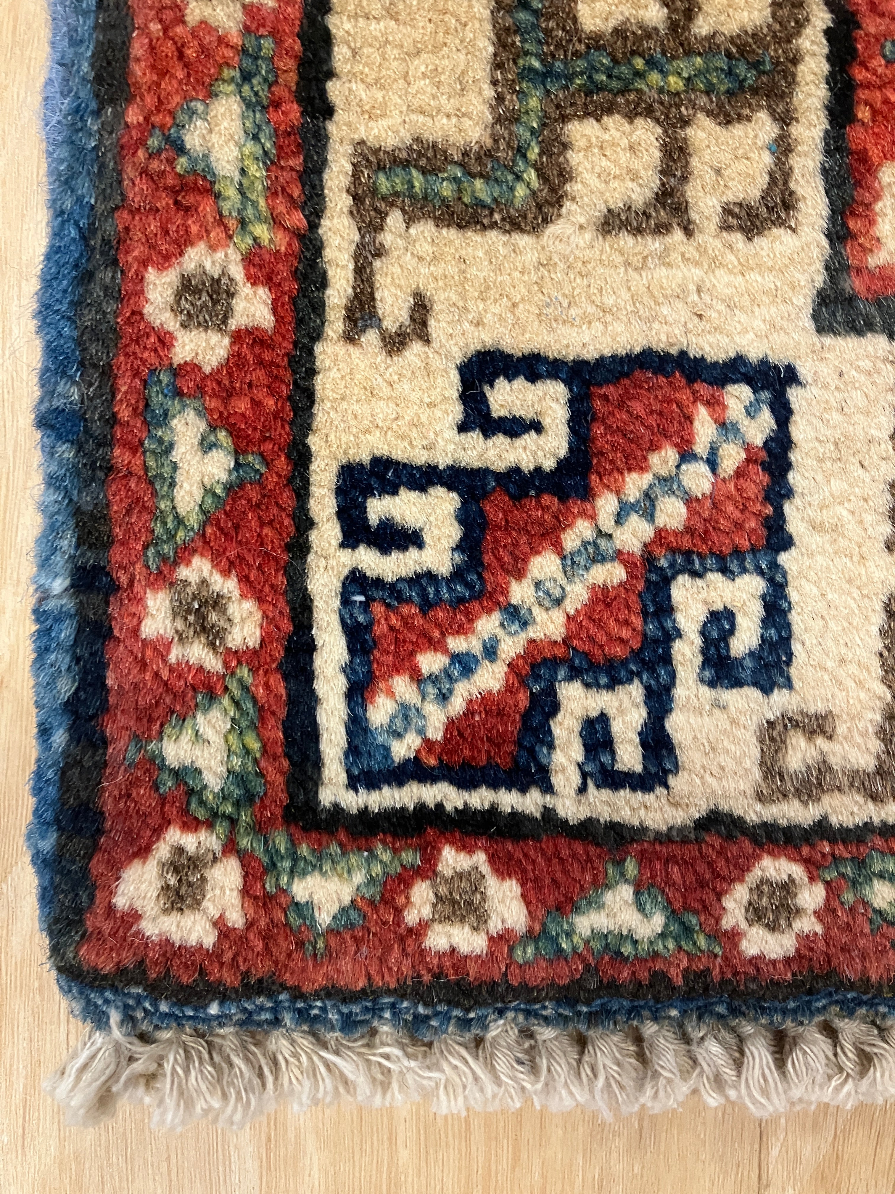 Kazak - 2' x 3' Rug - Blue & Ivory - Hand Knotted Traditional Classic Wool Kazak Rug Mat