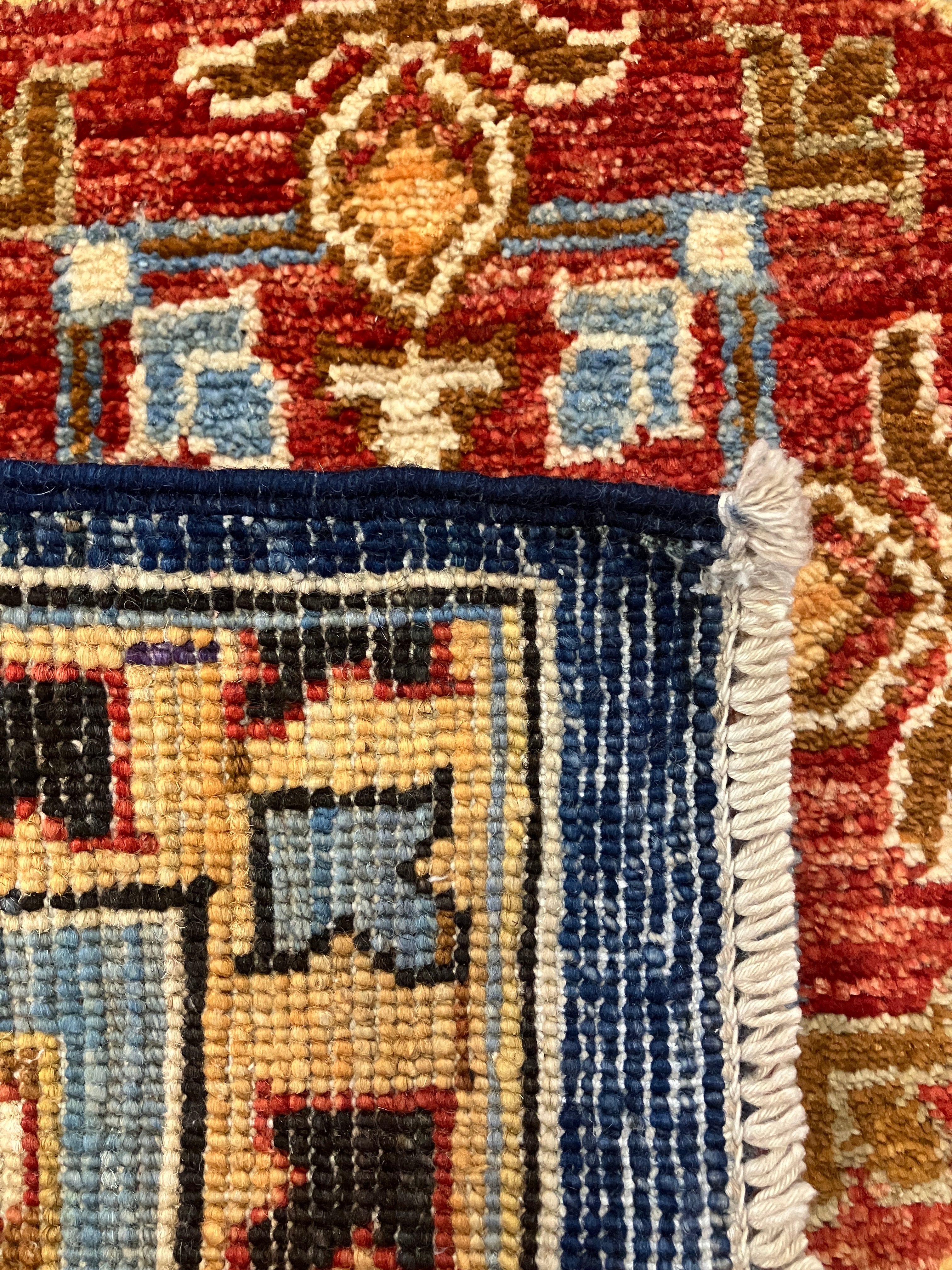 Nirvana Collection - 2' x 3' Rug - Blue & Rust - Hand Knotted Traditional Classic Wool Rug Mat