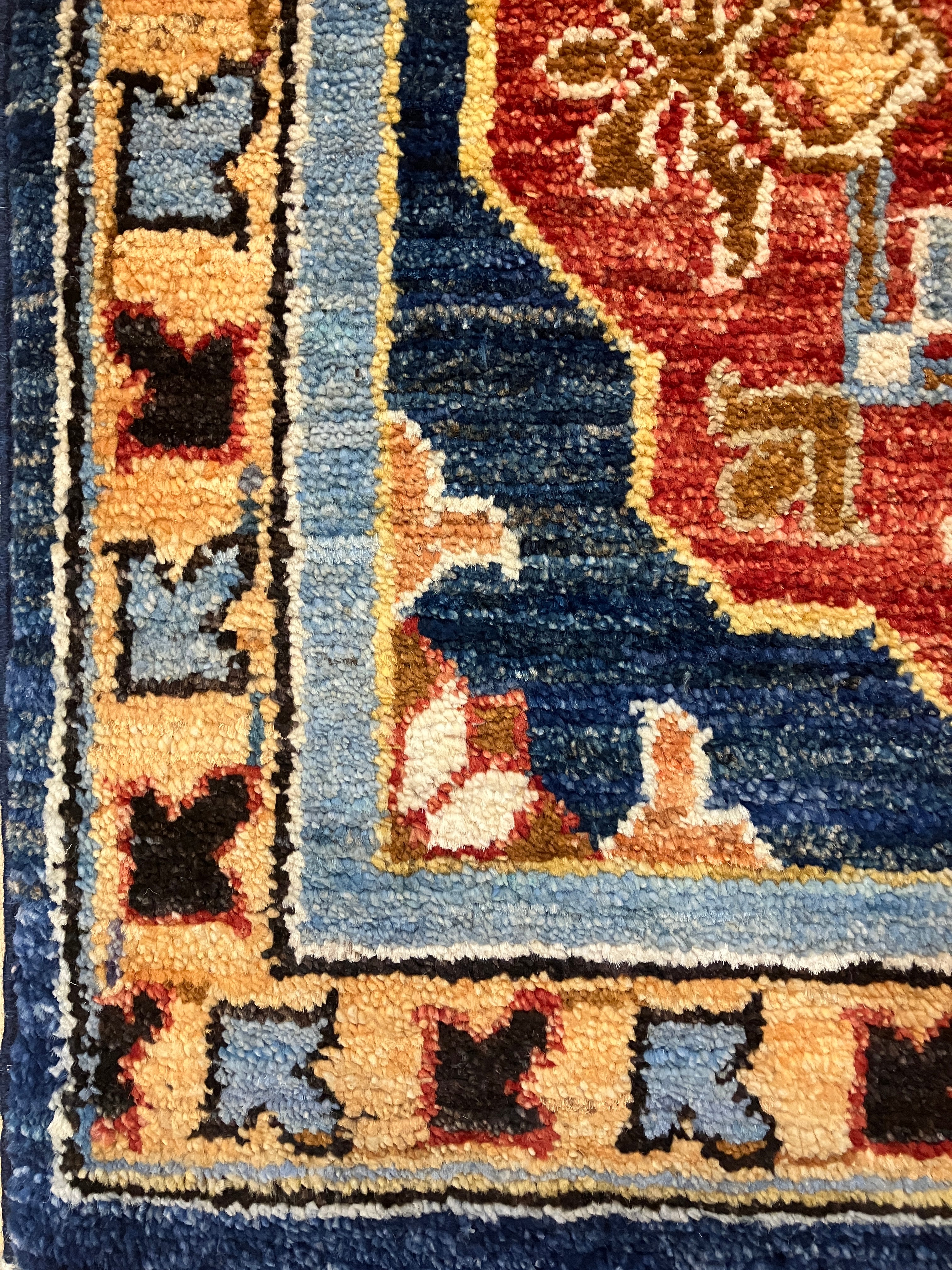 Nirvana Collection - 2' x 3' Rug - Blue & Rust - Hand Knotted Traditional Classic Wool Rug Mat