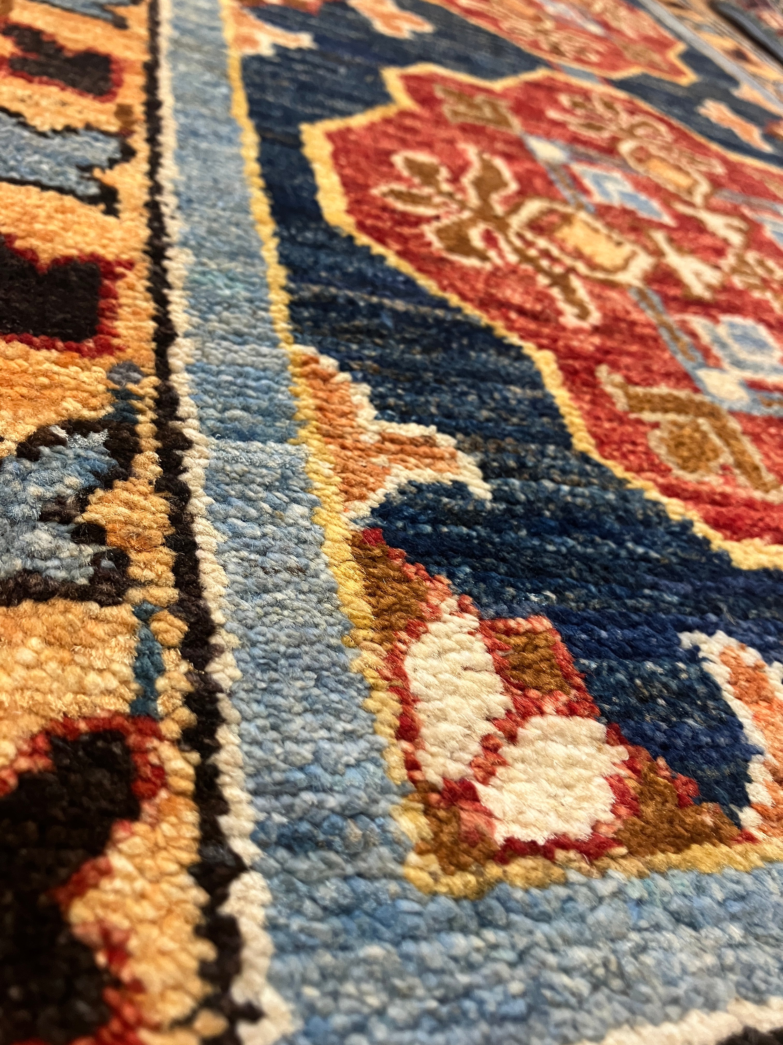 Nirvana Collection - 2' x 3' Rug - Blue & Rust - Hand Knotted Traditional Classic Wool Rug Mat
