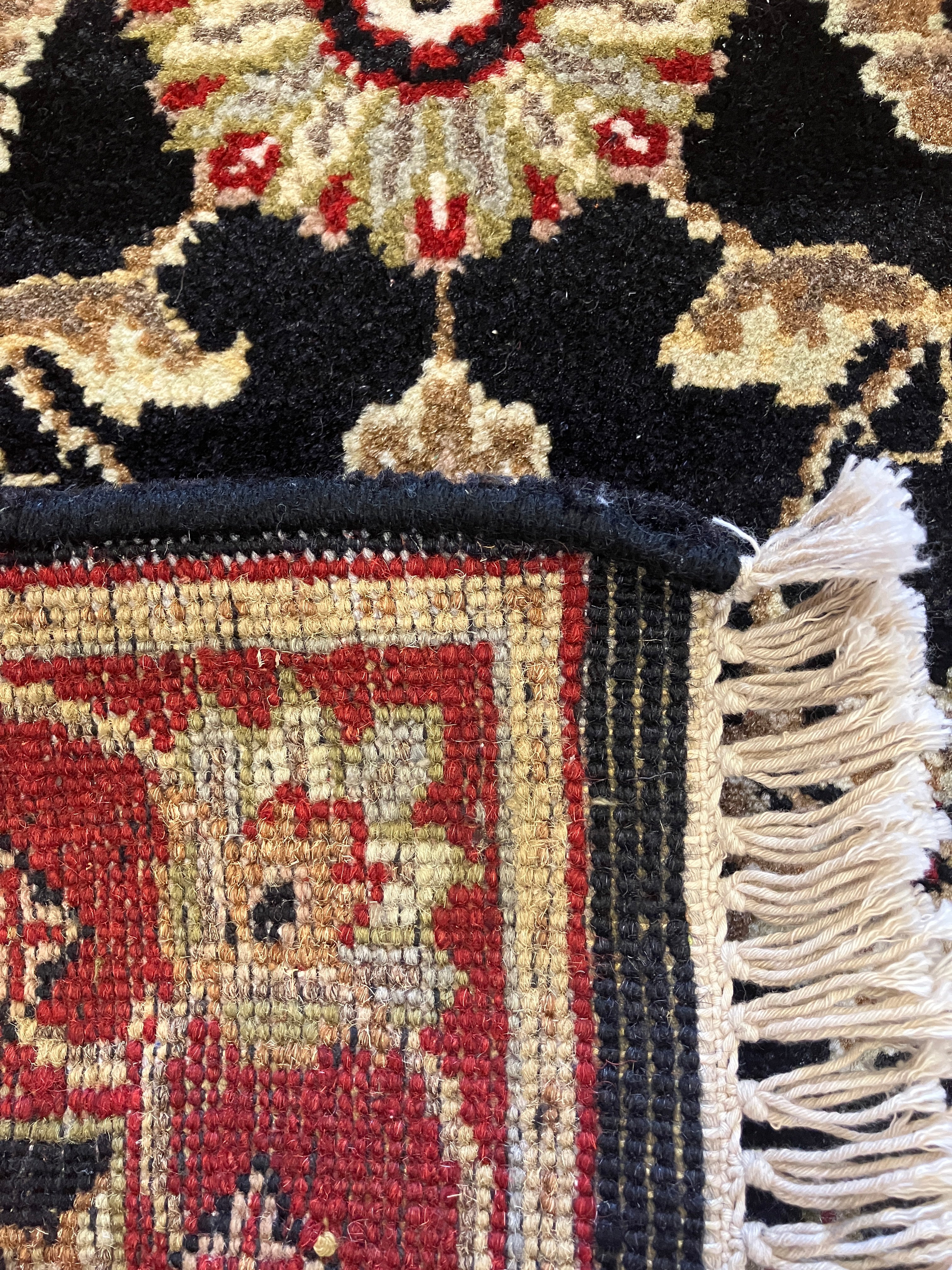 Tabriz - 2' x 3' Rug - Black & Red - Hand Knotted Traditional Classic Wool Rug