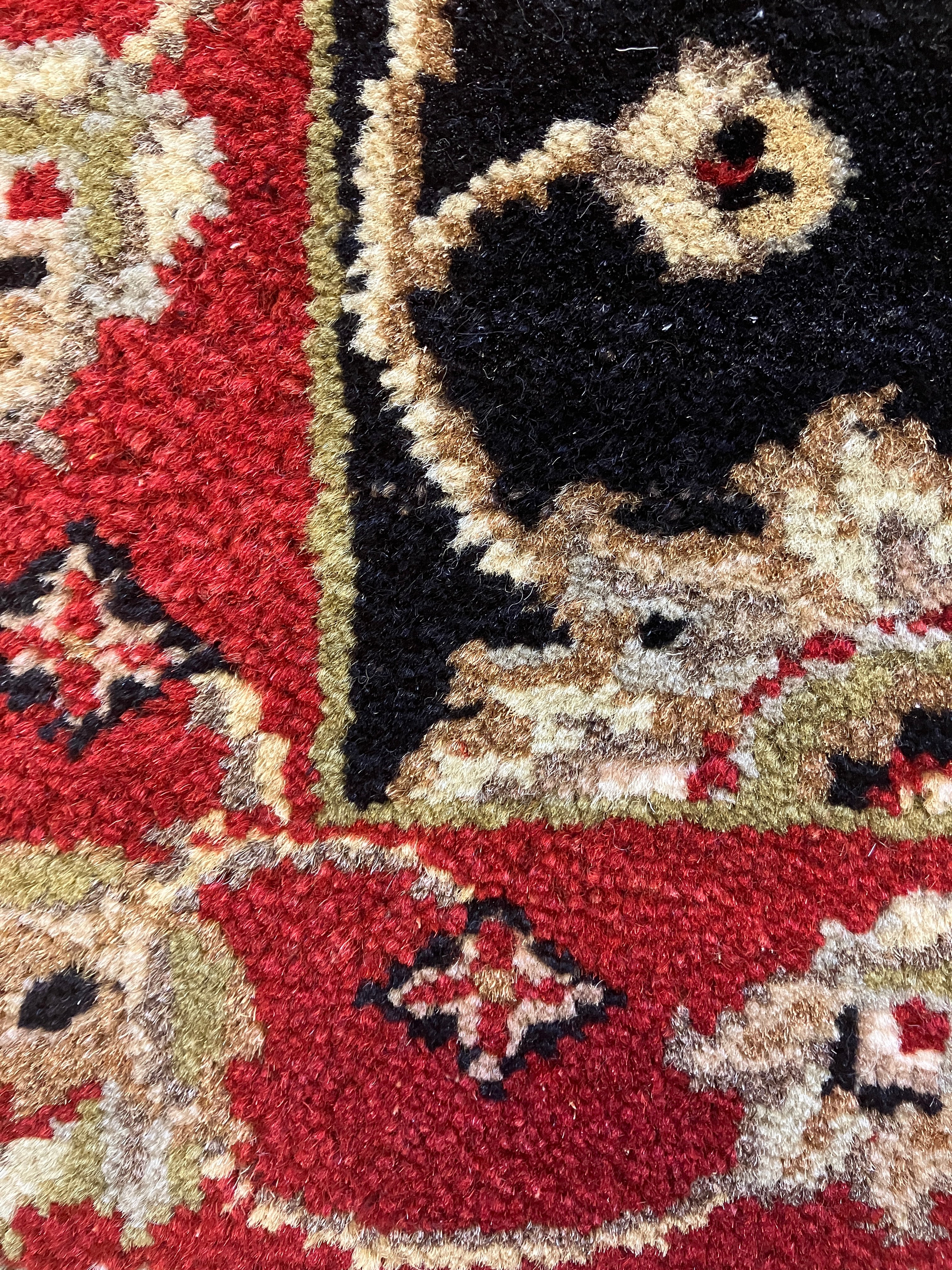 Tabriz - 2' x 3' Rug - Black & Red - Hand Knotted Traditional Classic Wool Rug