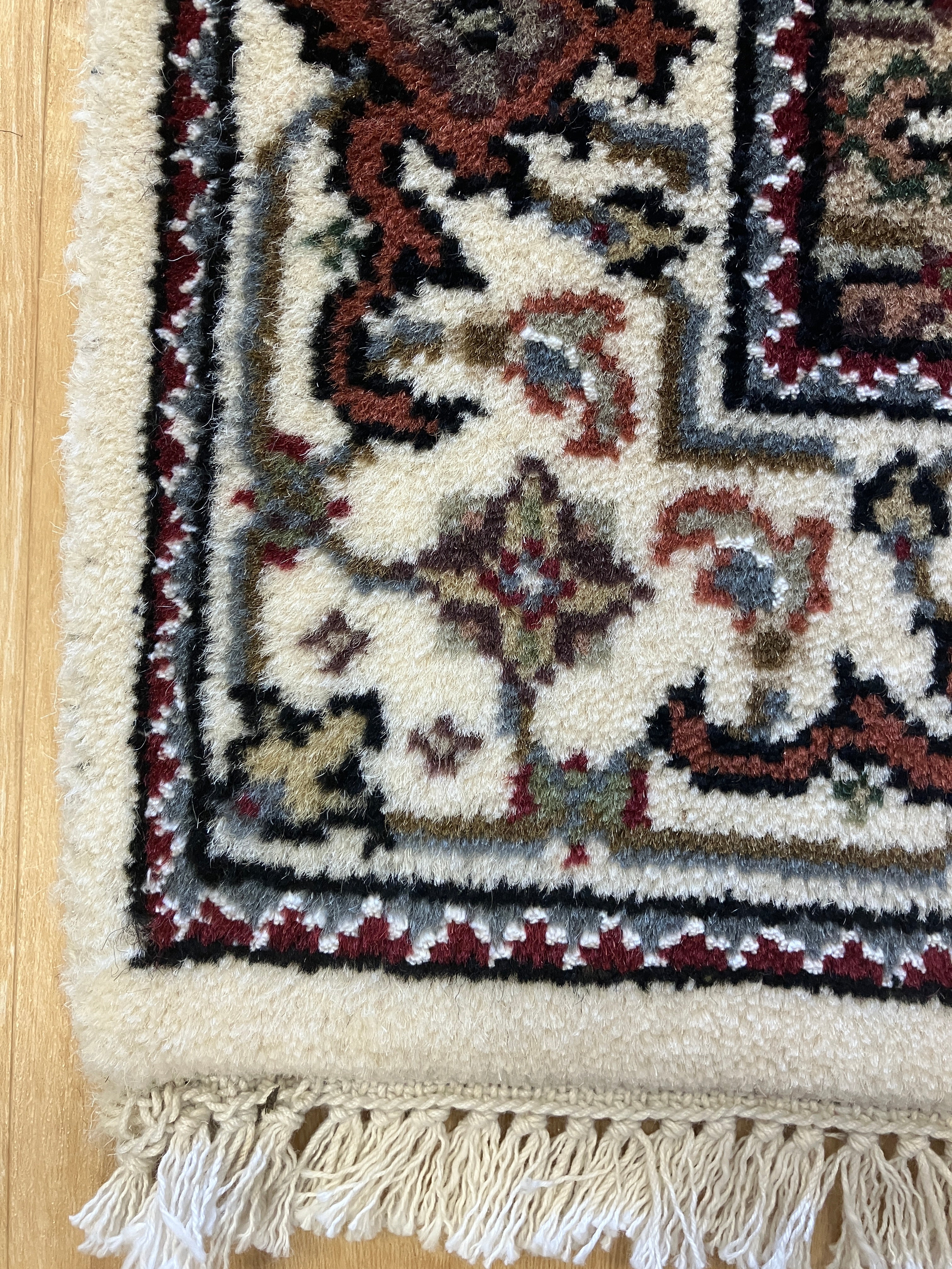 Fine Bidjar - 2' x 3' Rug - Ivory, Black & Red - Hand Knotted Traditional Classic Wool Rug
