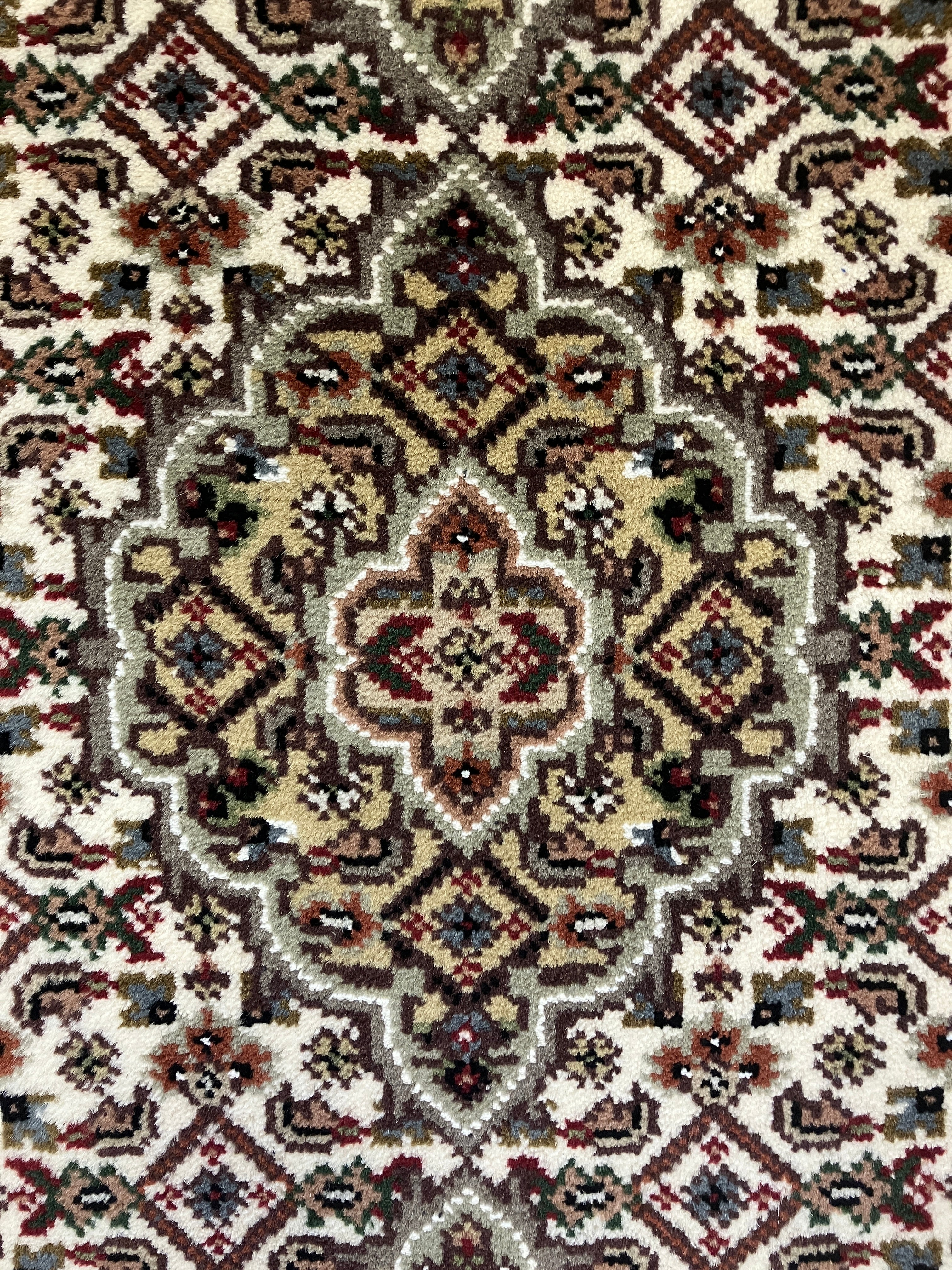 Fine Bidjar - 2' x 3' Rug - Ivory, Black & Red - Hand Knotted Traditional Classic Wool Rug