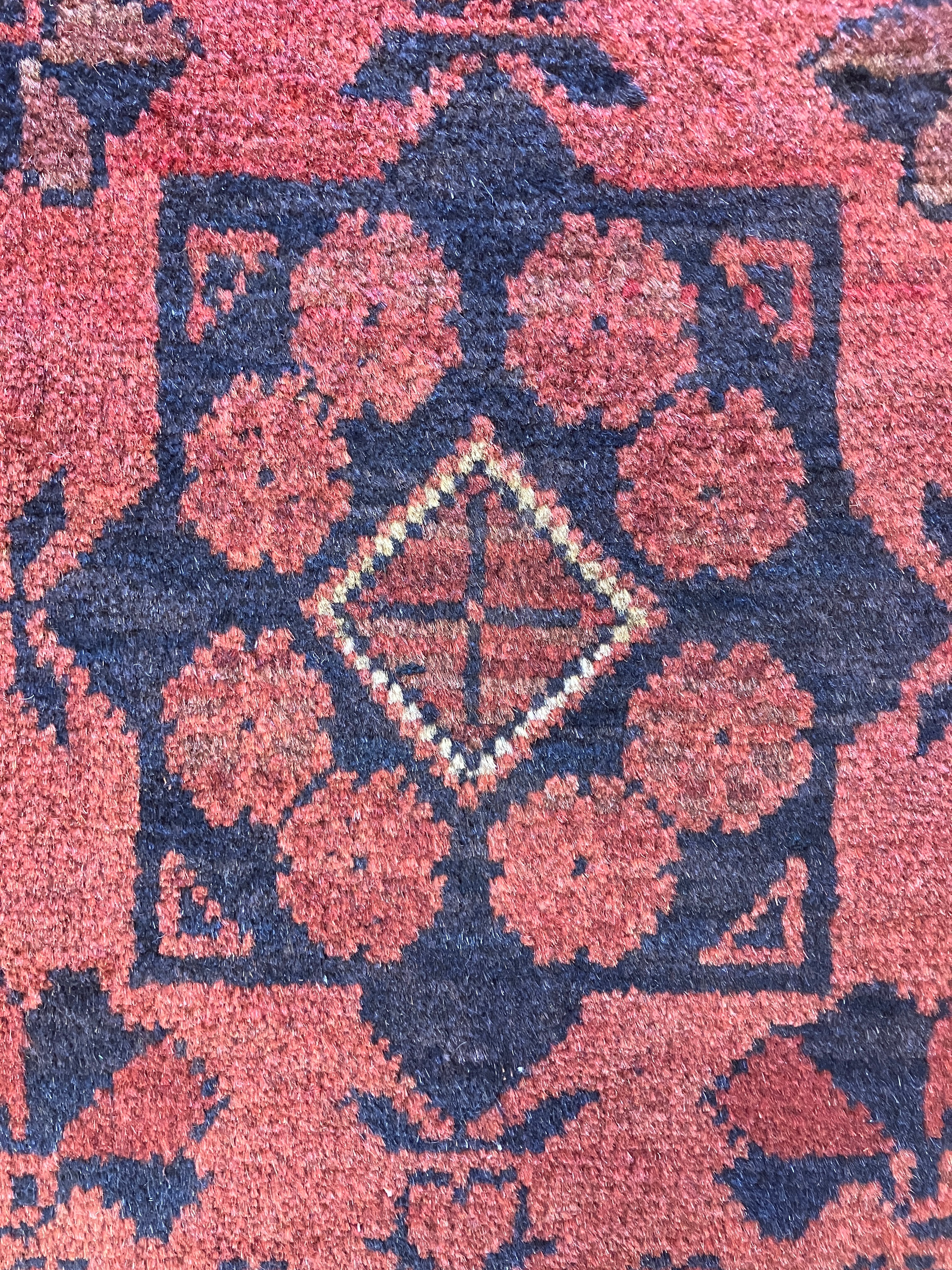 Bokara - 1' 08" x 3' 02" Rug - Red & Navy - Hand Knotted Traditional Classic Wool Rug