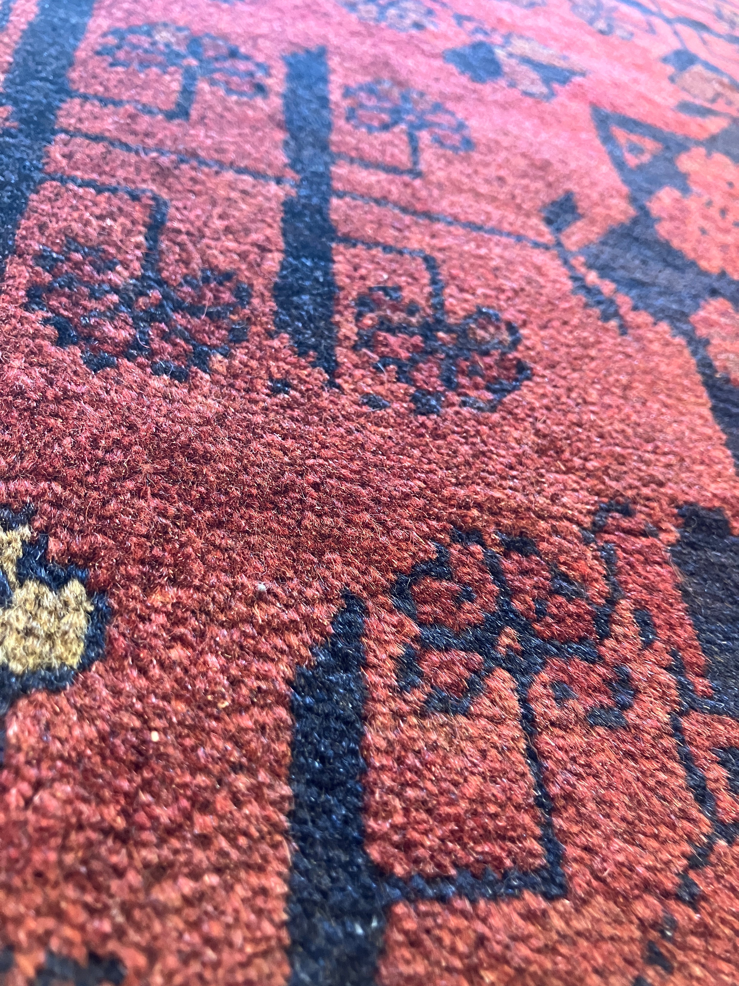 Bokara - 1' 08" x 3' 02" Rug - Red & Navy - Hand Knotted Traditional Classic Wool Rug